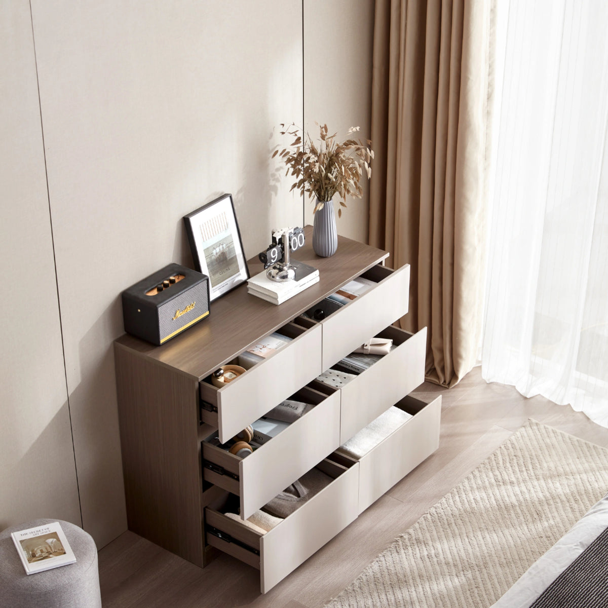Linisphir Linspire Rena Chest of 6 Drawers Grey + Dark Wood – Urban Sales