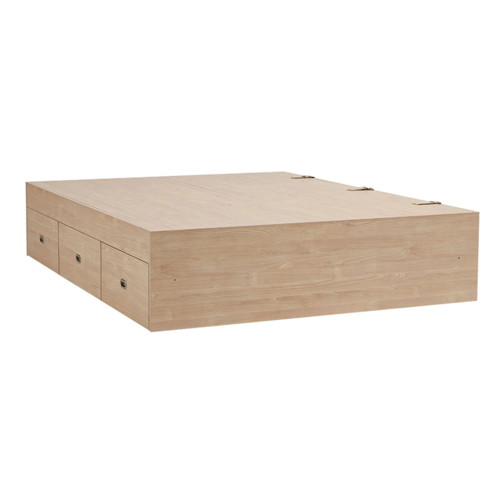 Linspire Royale Global Short Queen Bed Base with Storage Drawers, Natural Wood