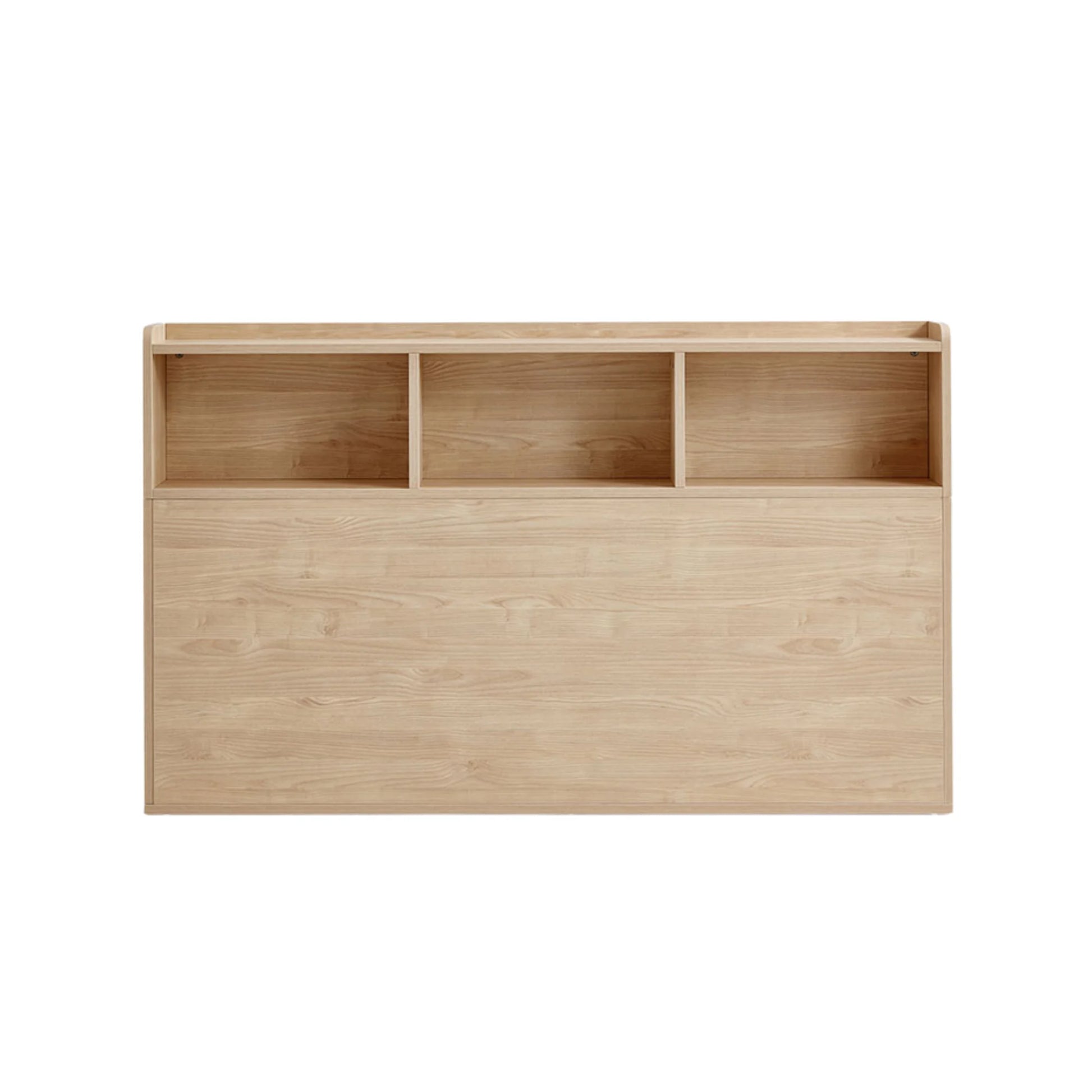 Linspire Royale Global Short Queen Bed Frame with Storage Headboard, Natural Wood