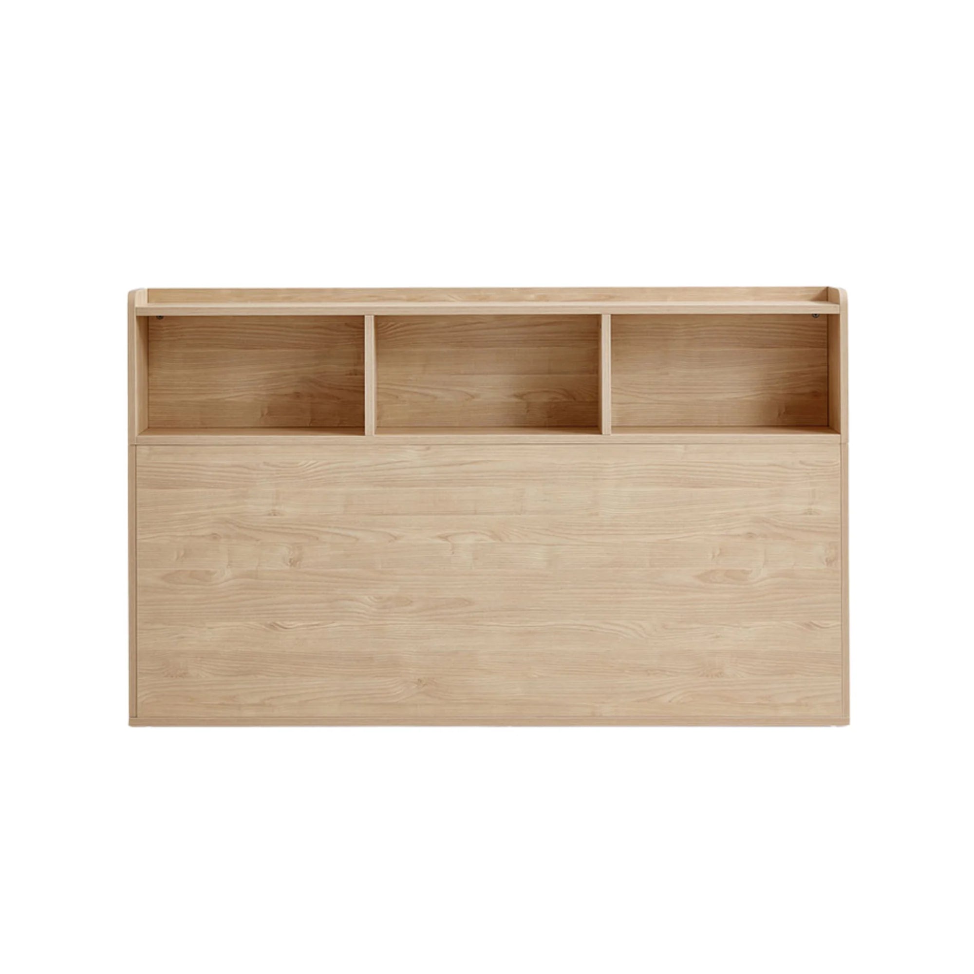 Linspire Royale Global Short Queen Bed Frame with Storage Headboard, Natural Wood