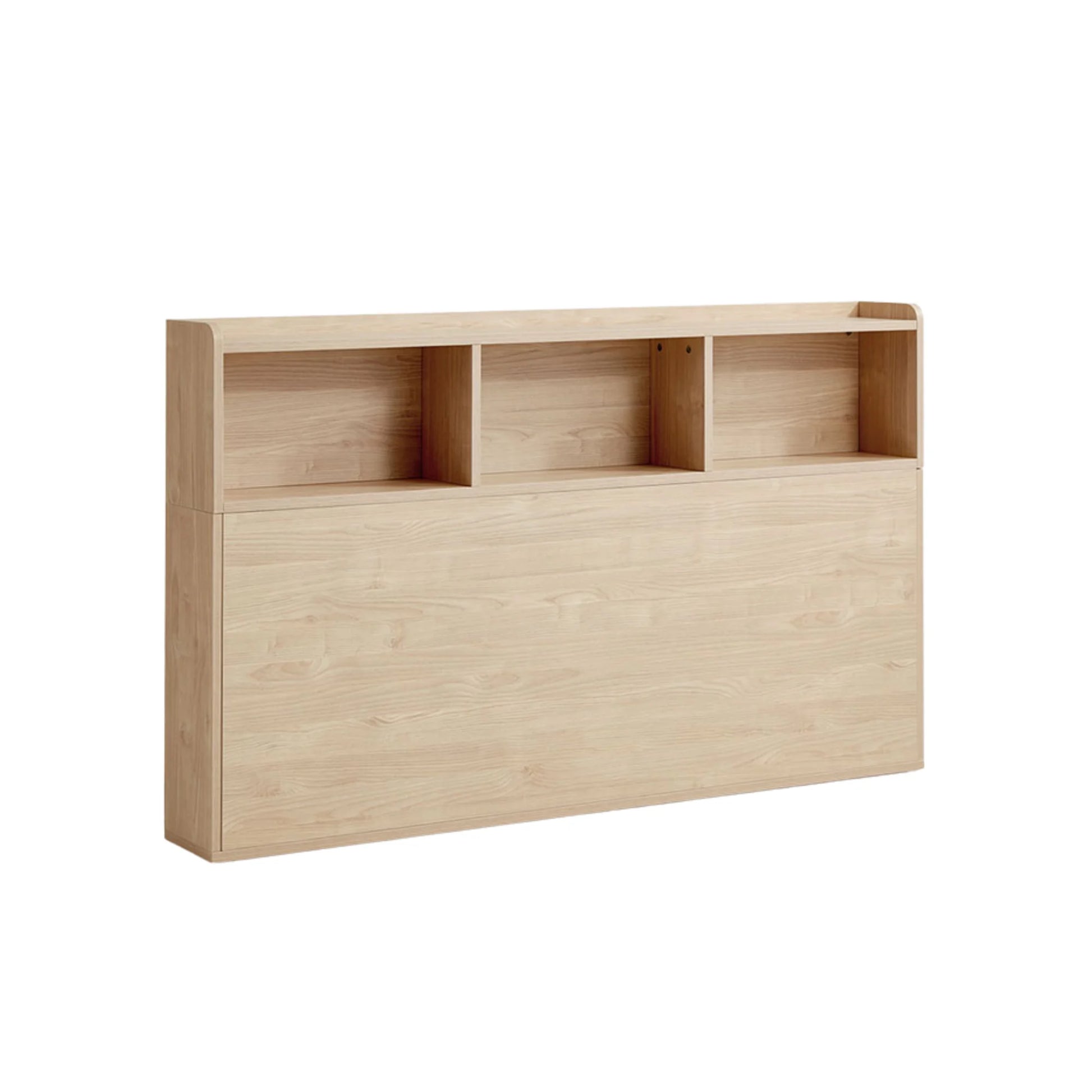 Linspire Royale Global Short Queen Bed Frame with Storage Headboard, Natural Wood