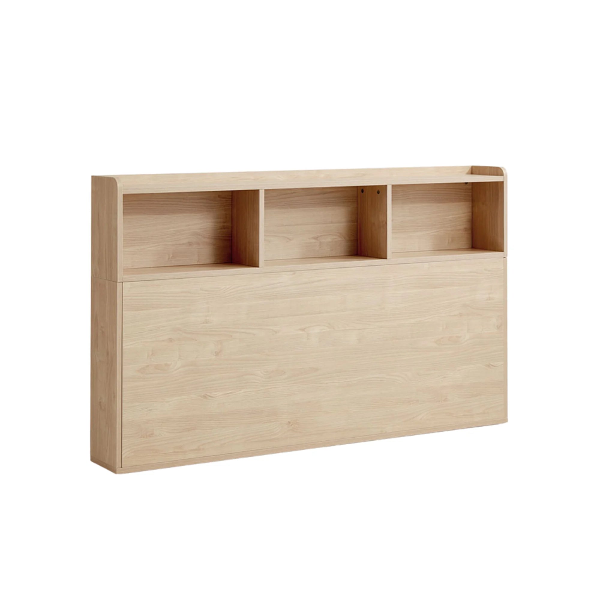 Linspire Royale Global Short Queen Bed Frame with Storage Headboard, Natural Wood