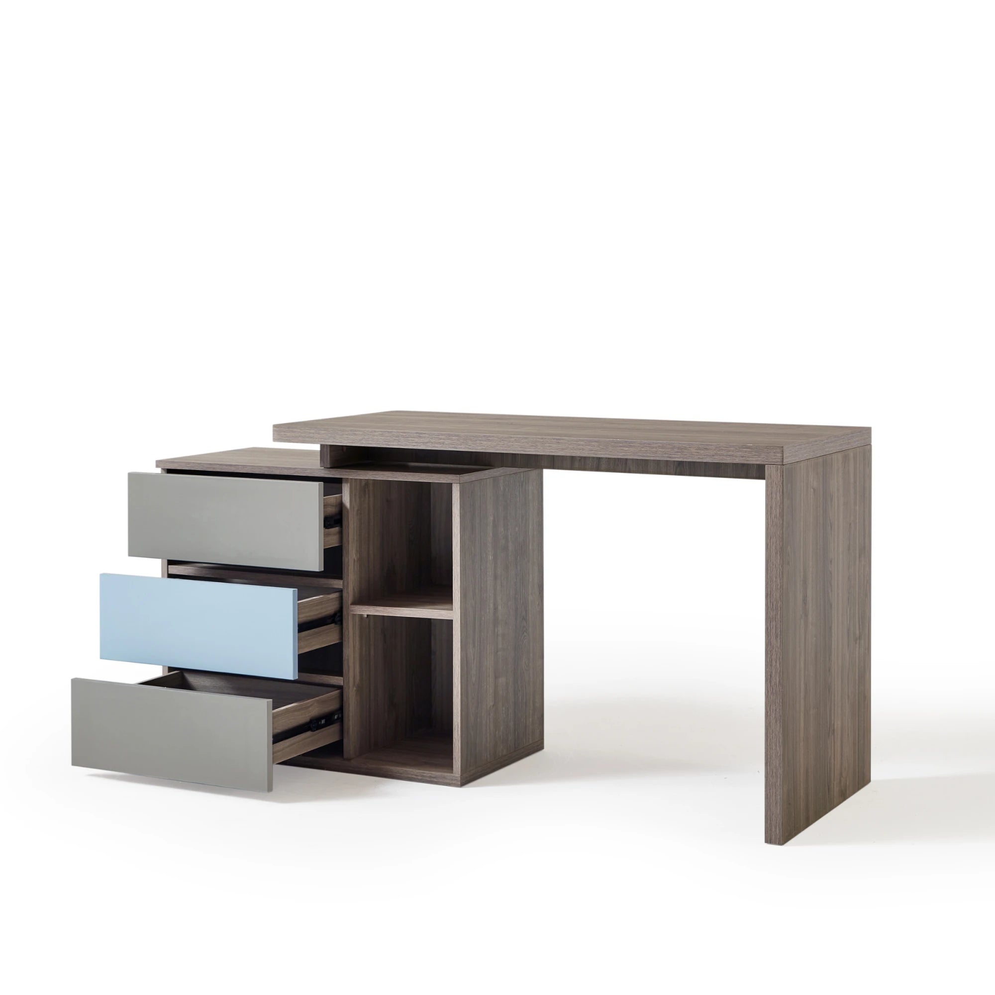 Linspire Slate Study Desk, Blue & Dark Wood