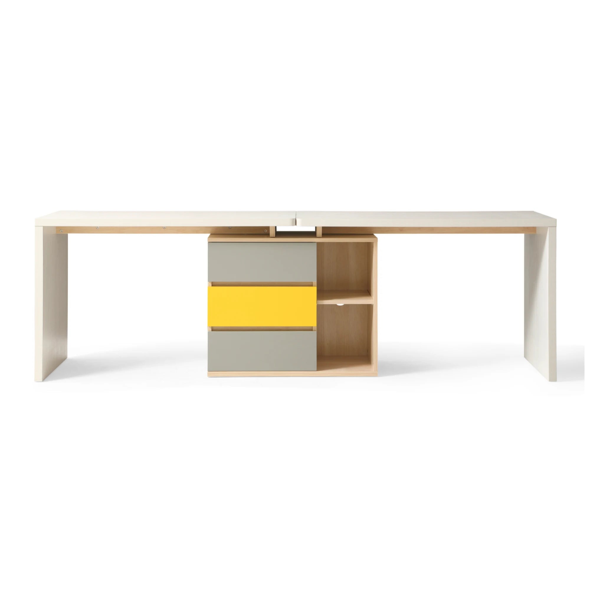 Linspire Slate Dual Study Desk, Yellow & Natural Wood