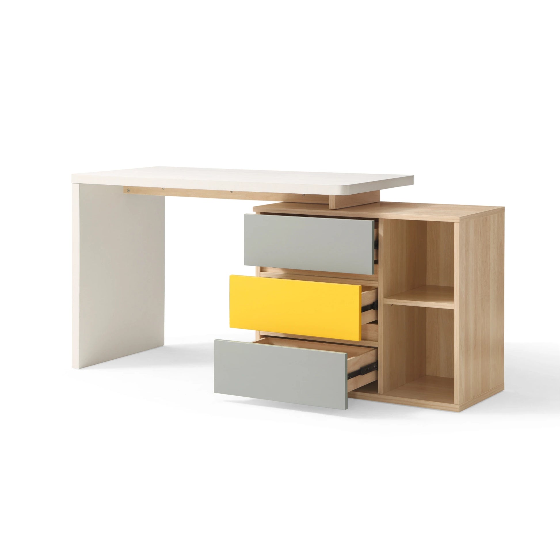Linspire Slate Dual Study Desk, Yellow & Natural Wood
