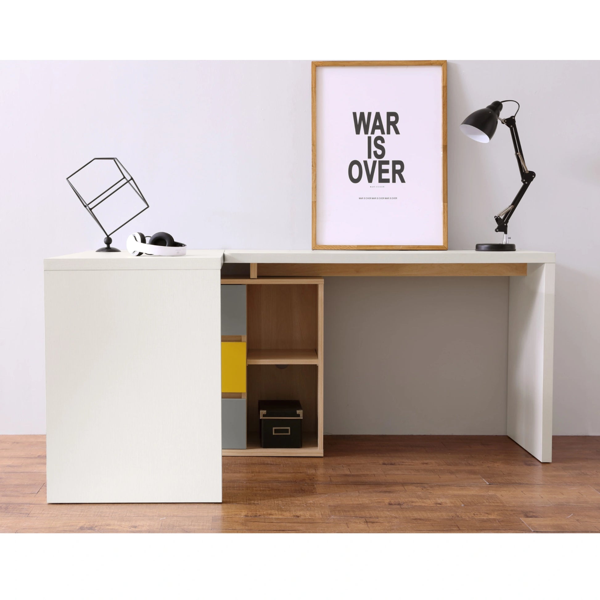 Linspire Slate Dual Study Desk, Yellow & Natural Wood