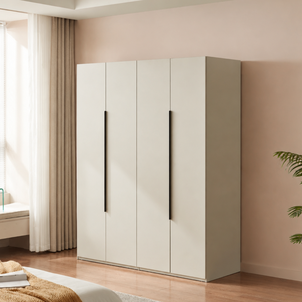Linspire Stele 4-Door Wardrobe with Shelf & Double Level Hanging