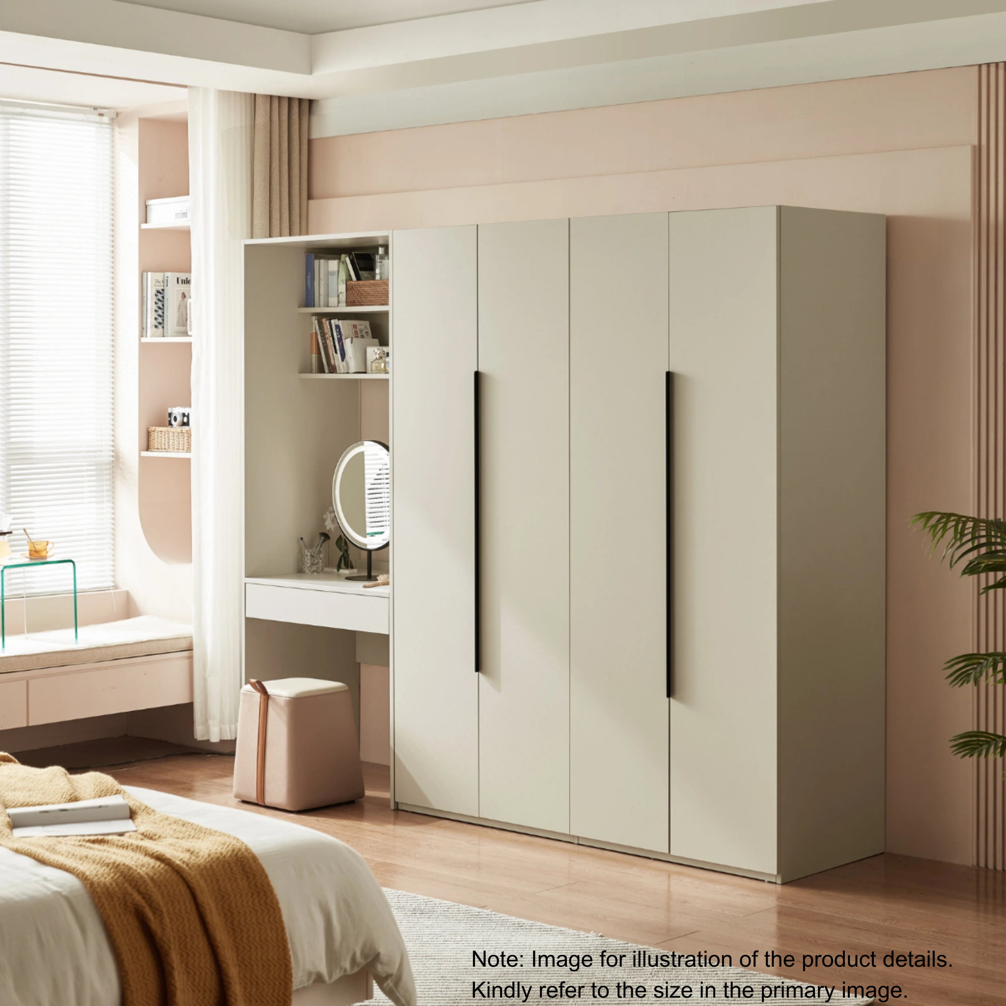 Linspire Stele 4-Door Wardrobe with Shelf & Double Level Hanging