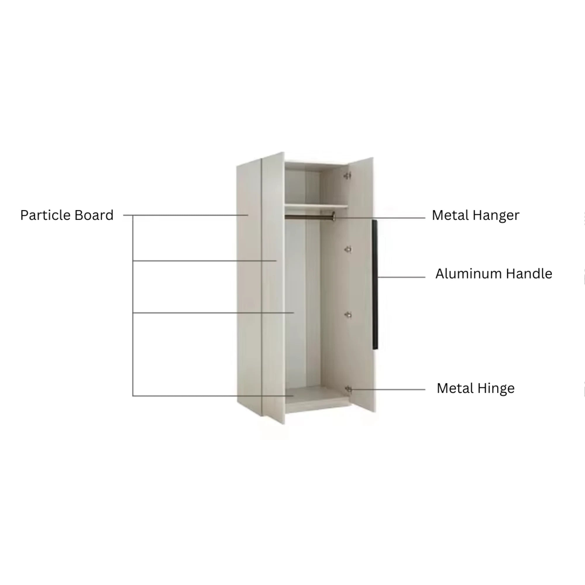Linspire Stele 4-Door Wardrobe with Shelf & Double Level Hanging