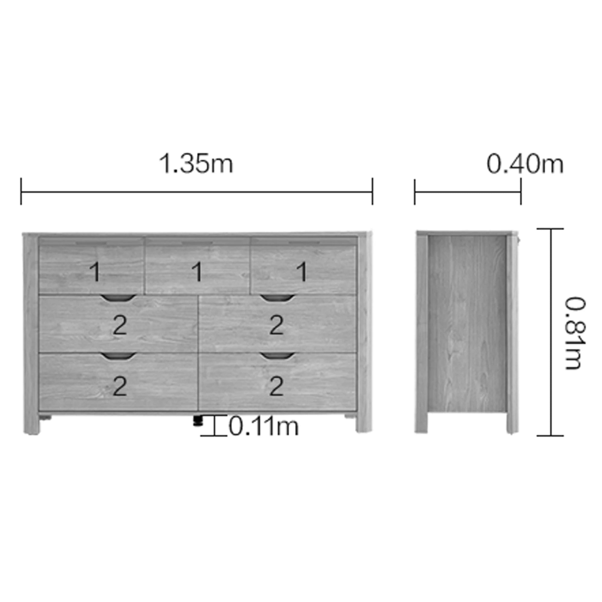 Linspire Ventus Chest of 7 Drawers, Natural Wood