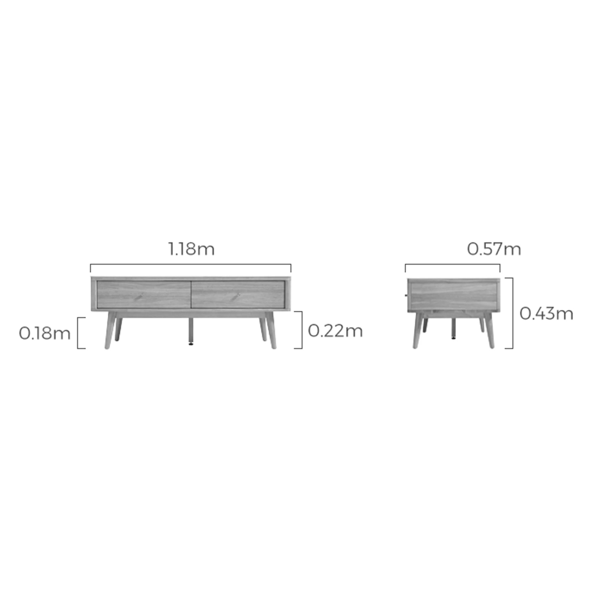 Linspire Ventus Solid Wood Coffee Table with Sintered Marble Top, Natural Wood