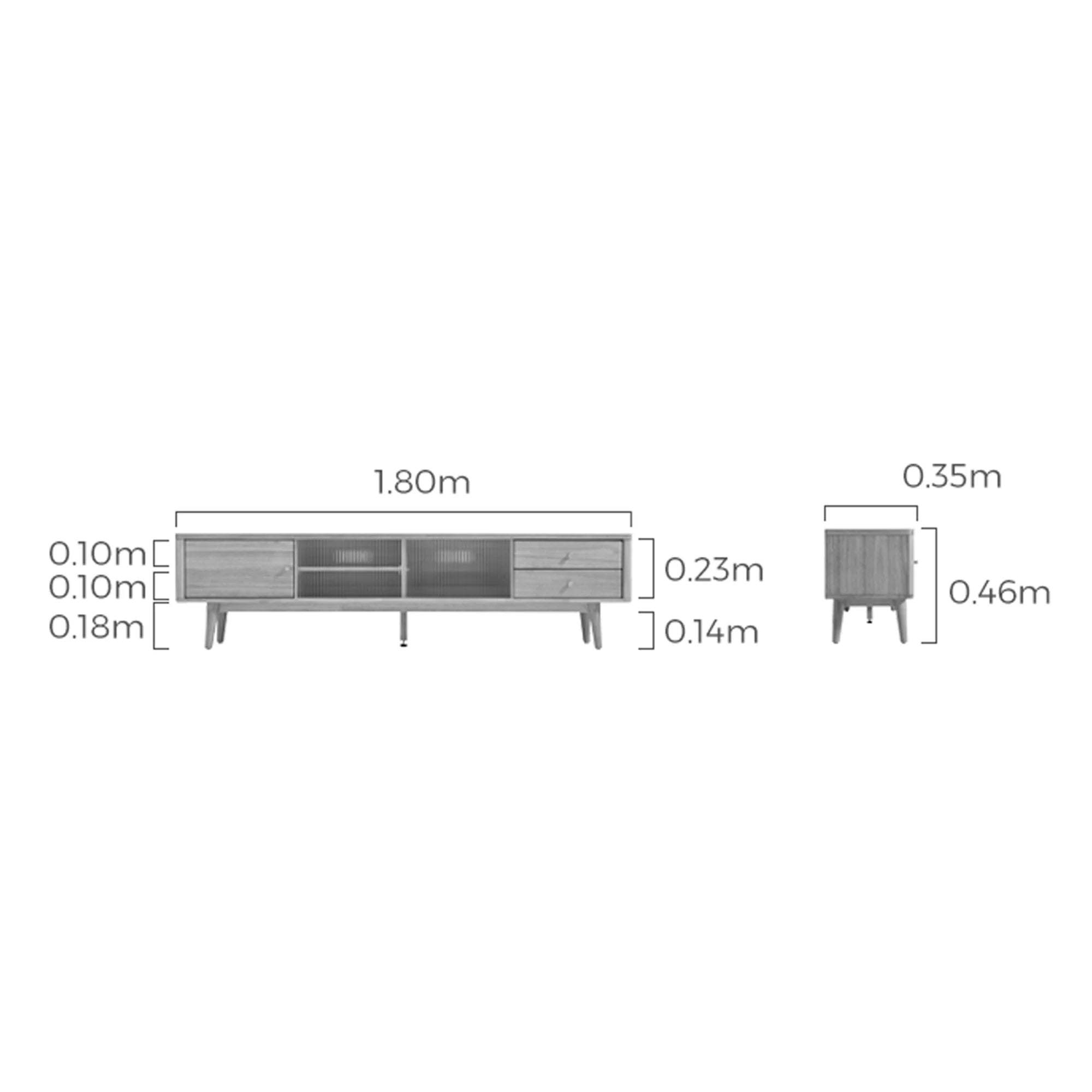 Linspire Ventus Solid Wood Entertainment Unit with Sintered Marble Top, Natural Wood