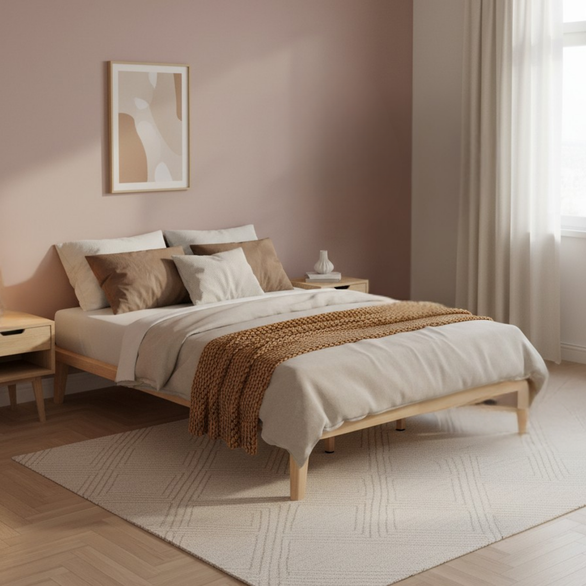 Linspire Ventus Bed Base, Natural Wood