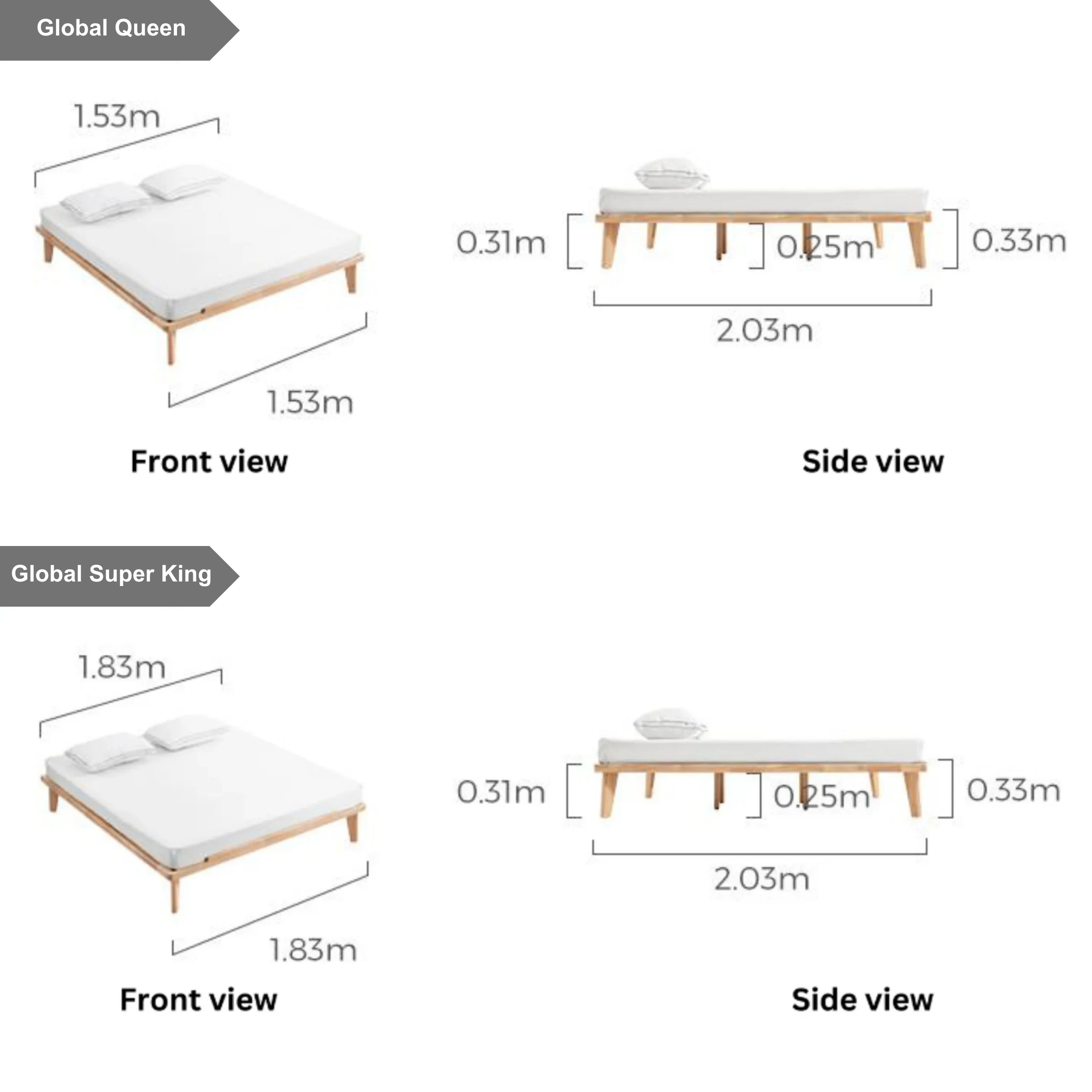 Linspire Ventus Bed Base, Natural Wood