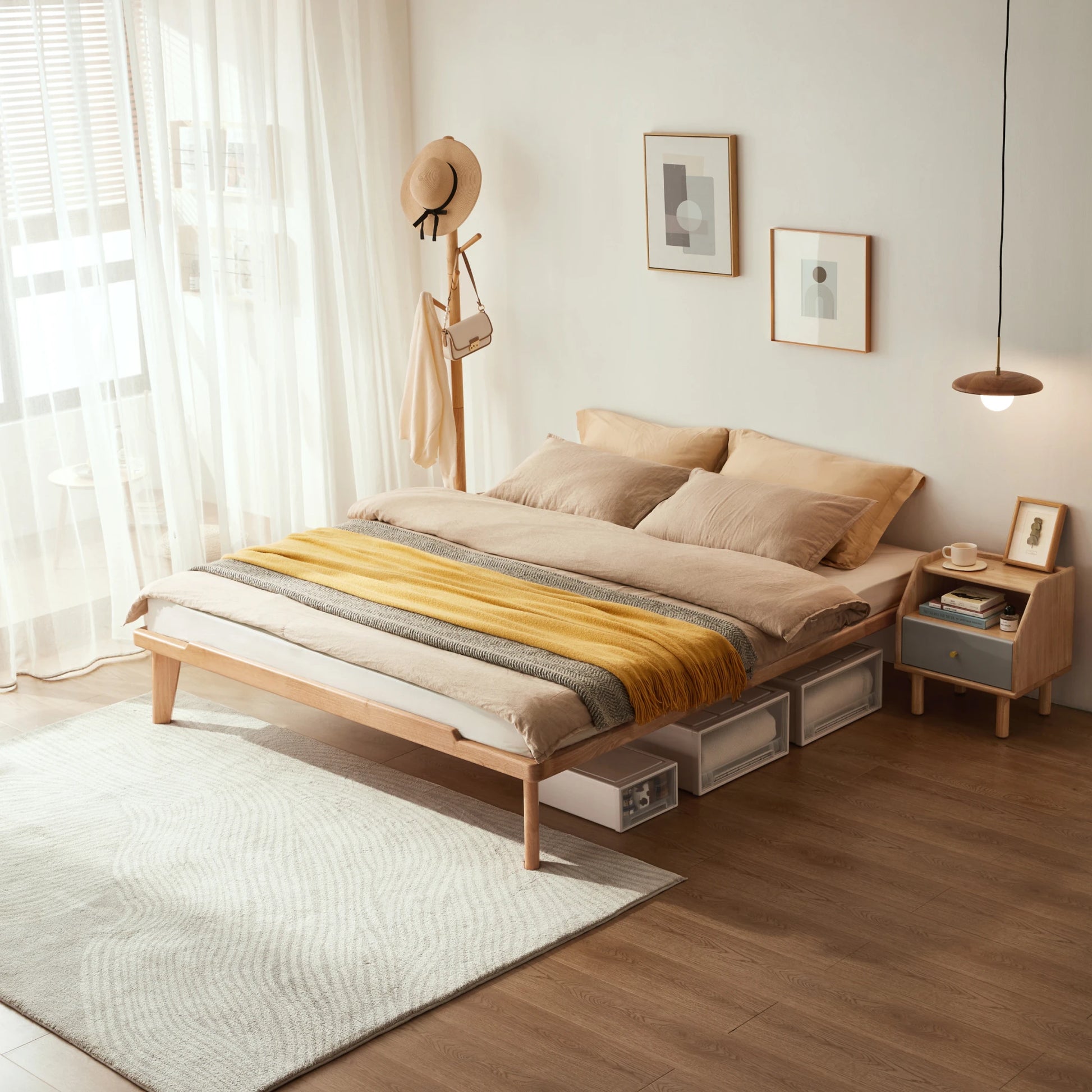Linspire Ventus Bed Base, Natural Wood