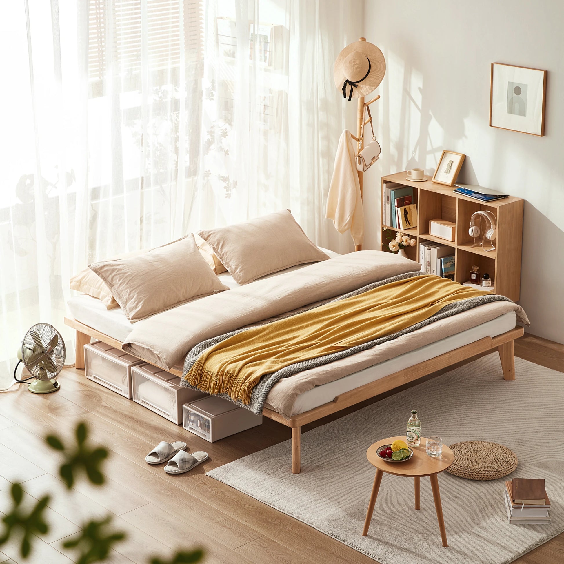 Linspire Ventus Bed Base, Natural Wood