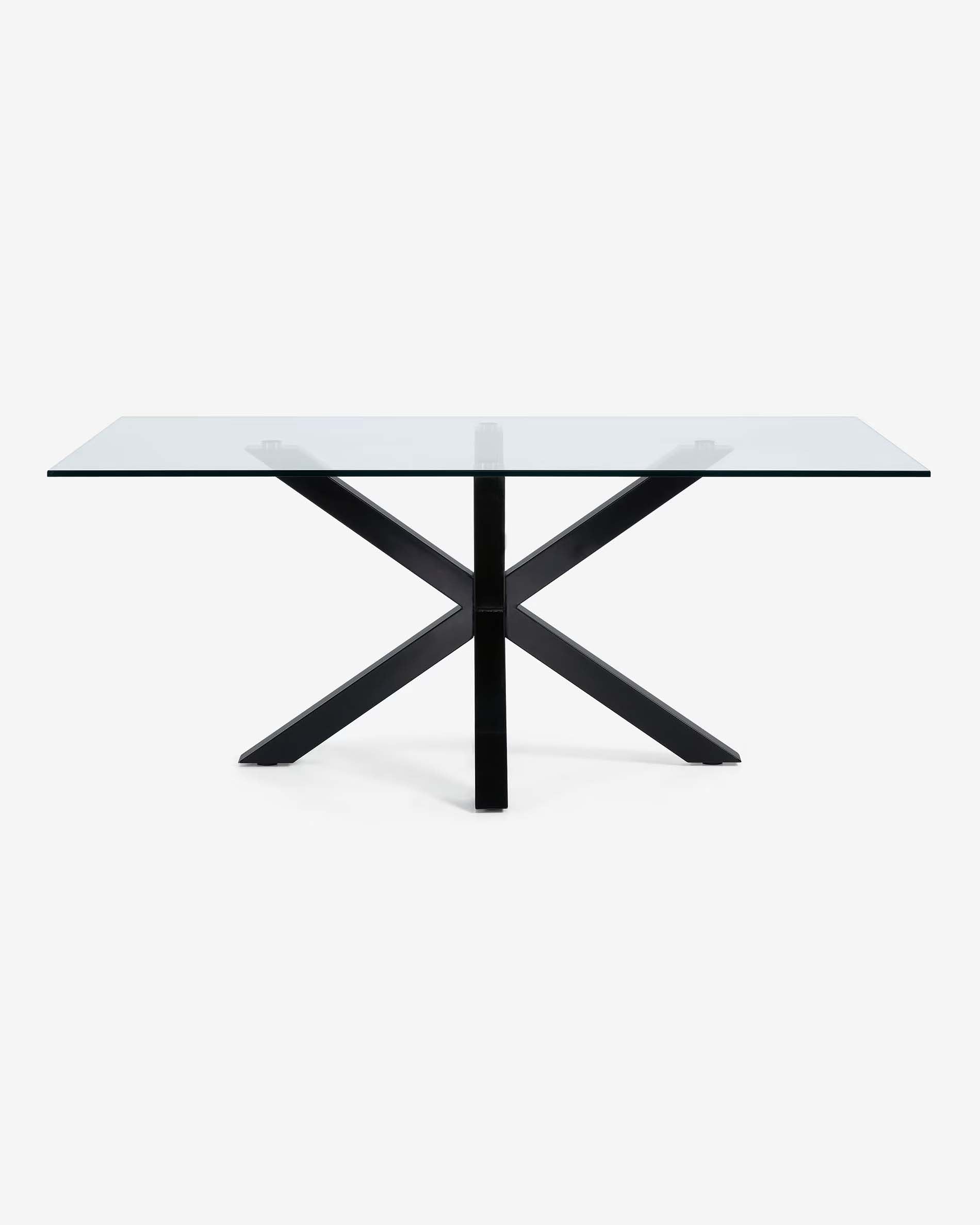 Kave Home Argo Dining Table with Glass Top, Transparent, Black