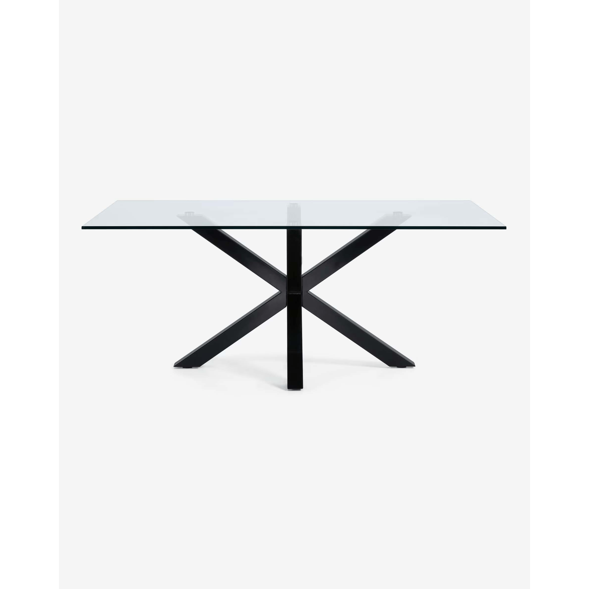 Kave Home Argo Dining Table with Glass Top, Transparent, Black