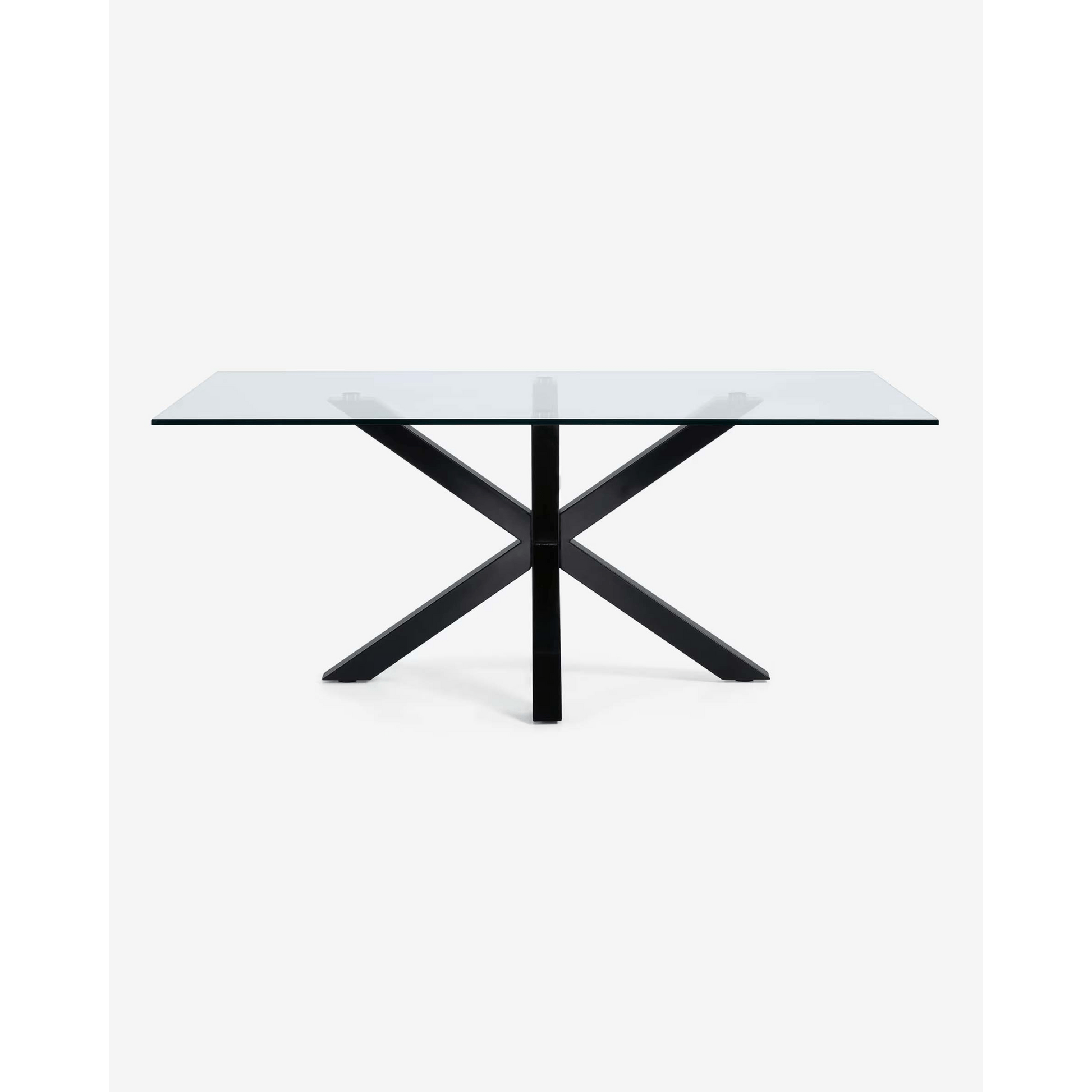 Kave Home Argo Dining Table with Glass Top, Transparent, Black