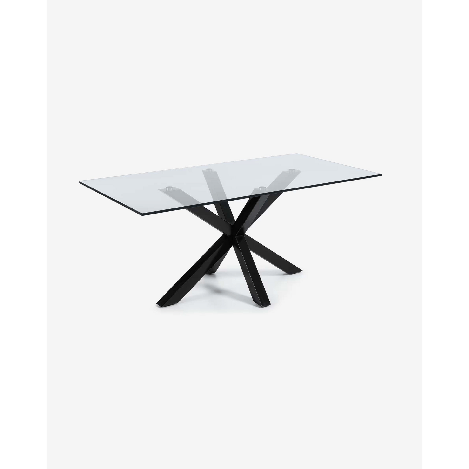 Kave Home Argo Dining Table with Glass Top, Transparent, Black
