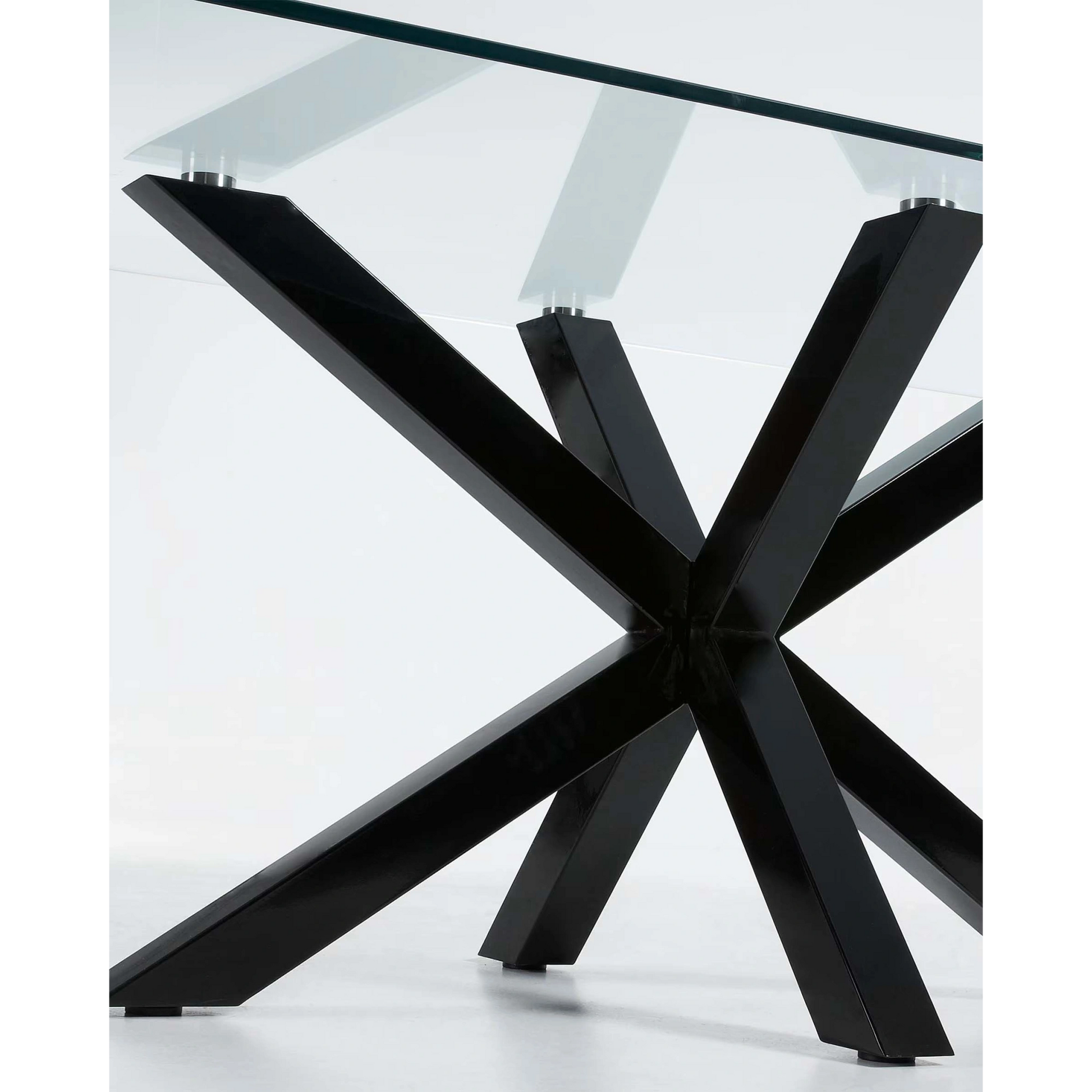 Kave Home Argo Dining Table with Glass Top, Transparent, Black