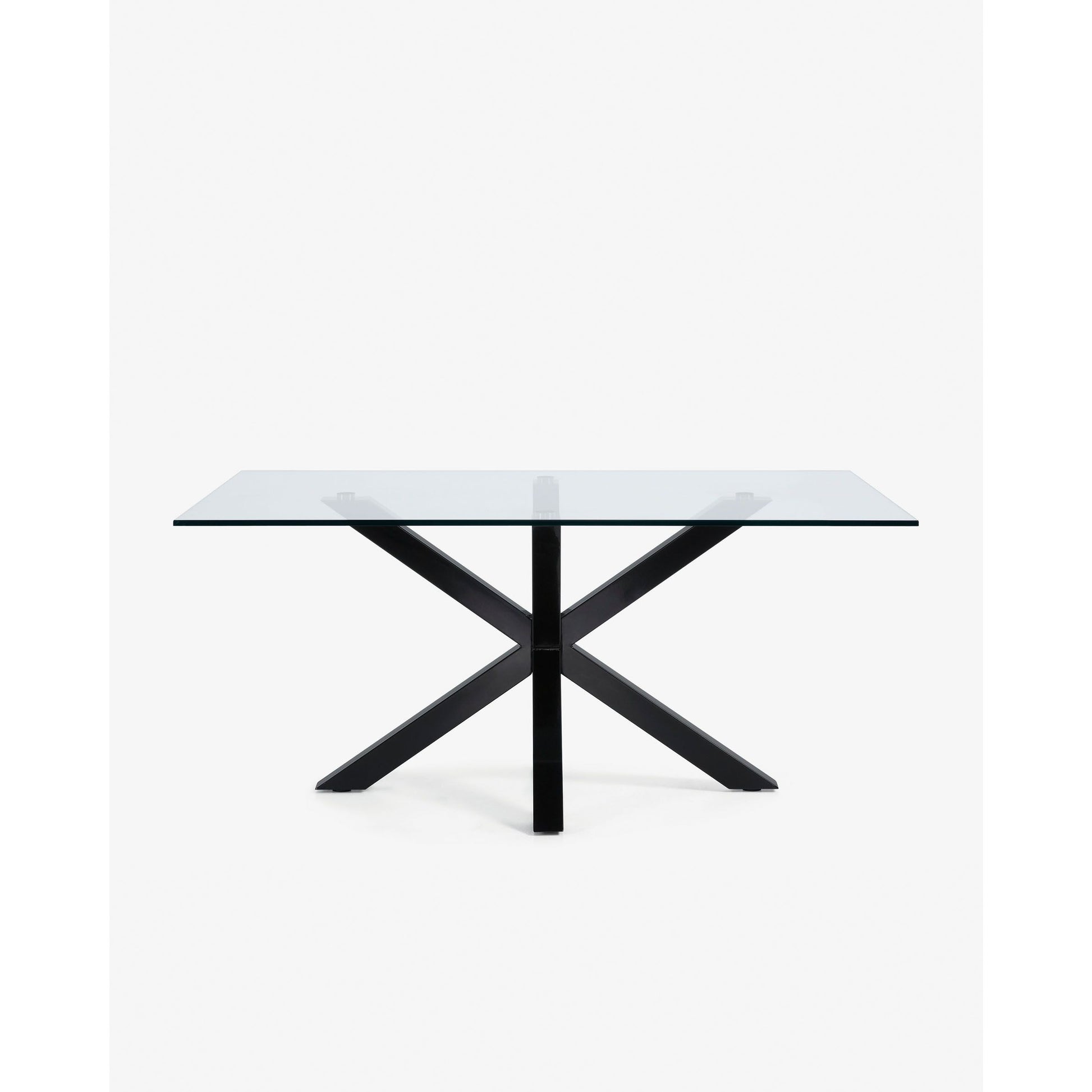 Kave Home Argo Dining Table with Glass Top, Transparent, Black