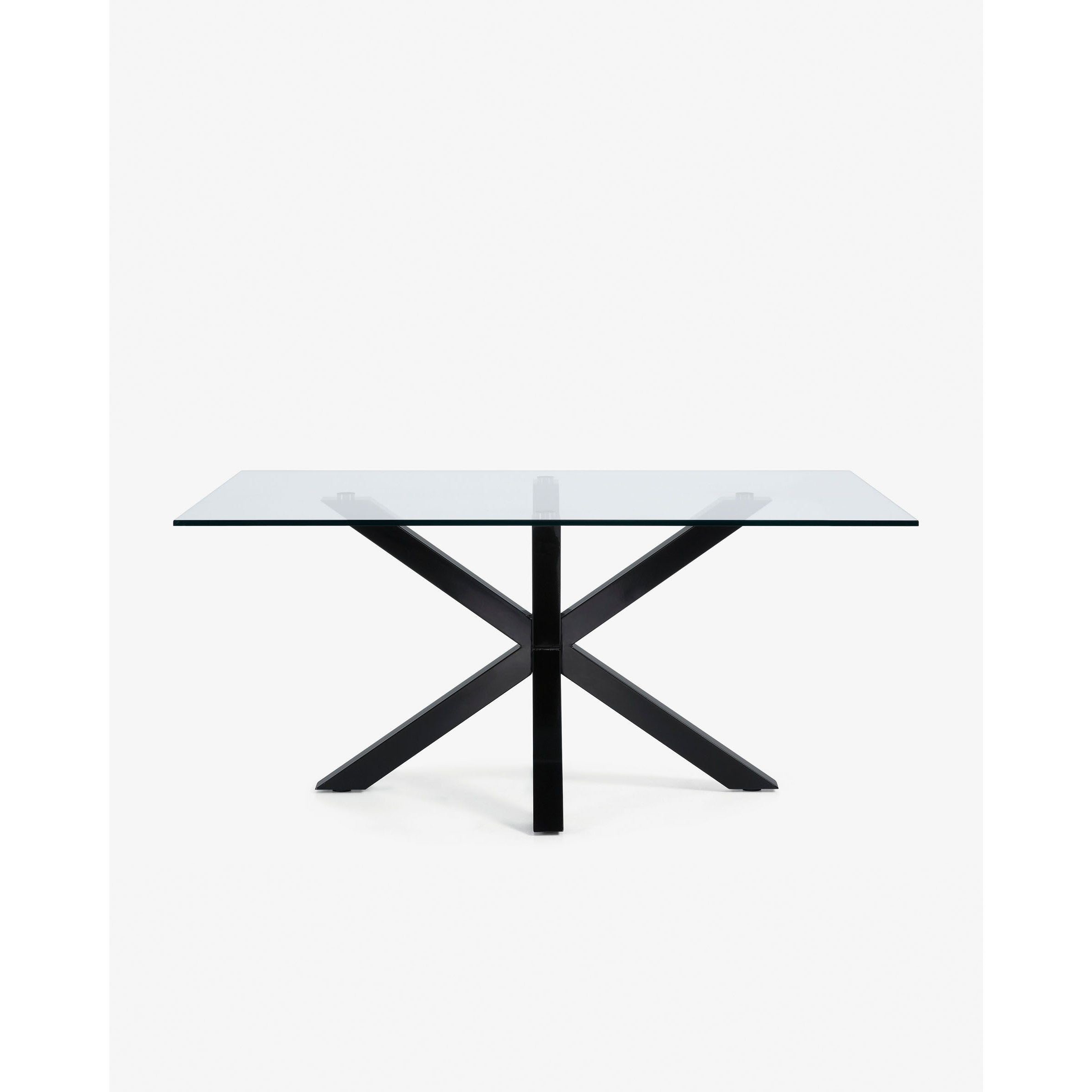 Kave Home Argo Dining Table with Glass Top, Transparent, Black
