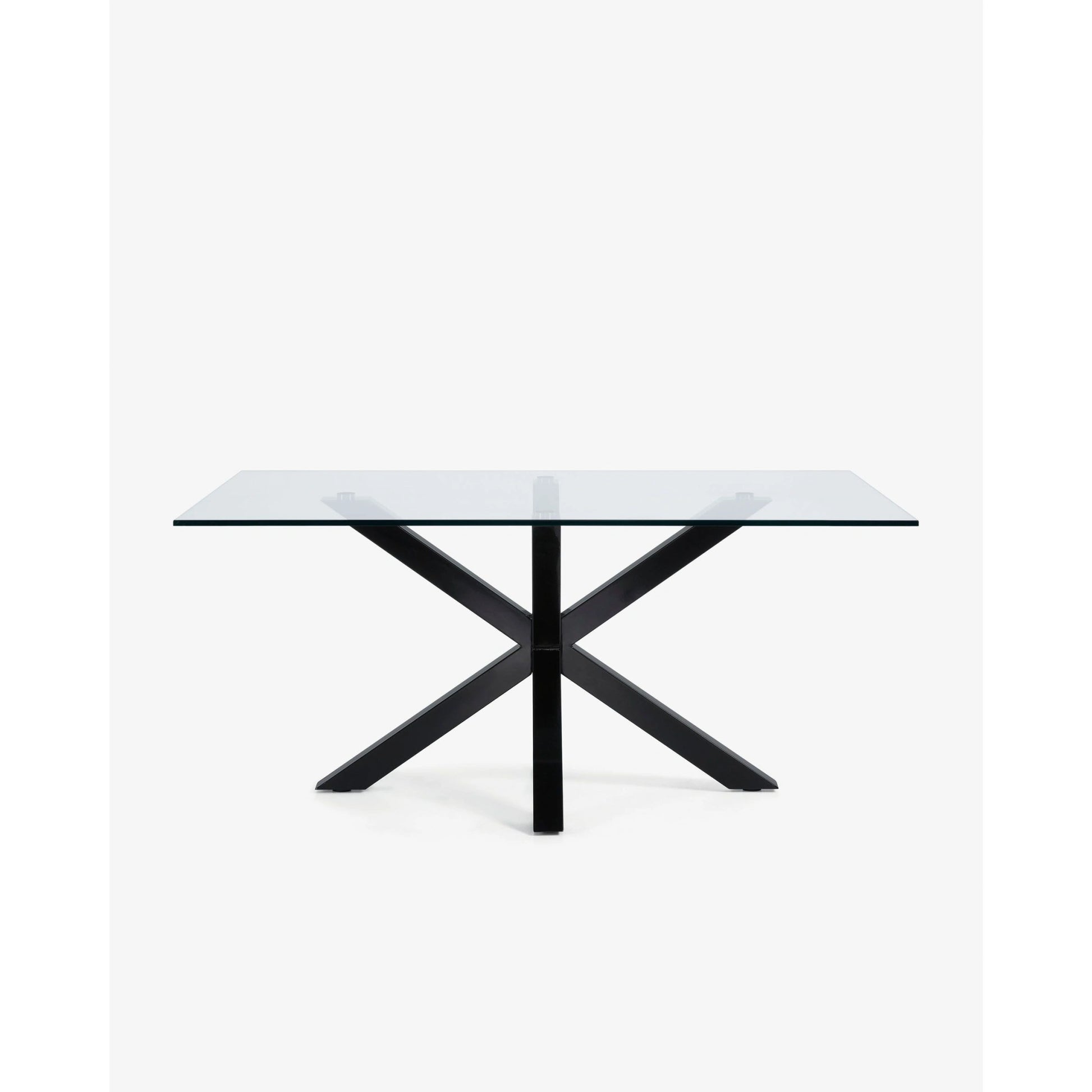Kave Home Argo Dining Table with Glass Top, Transparent, Black
