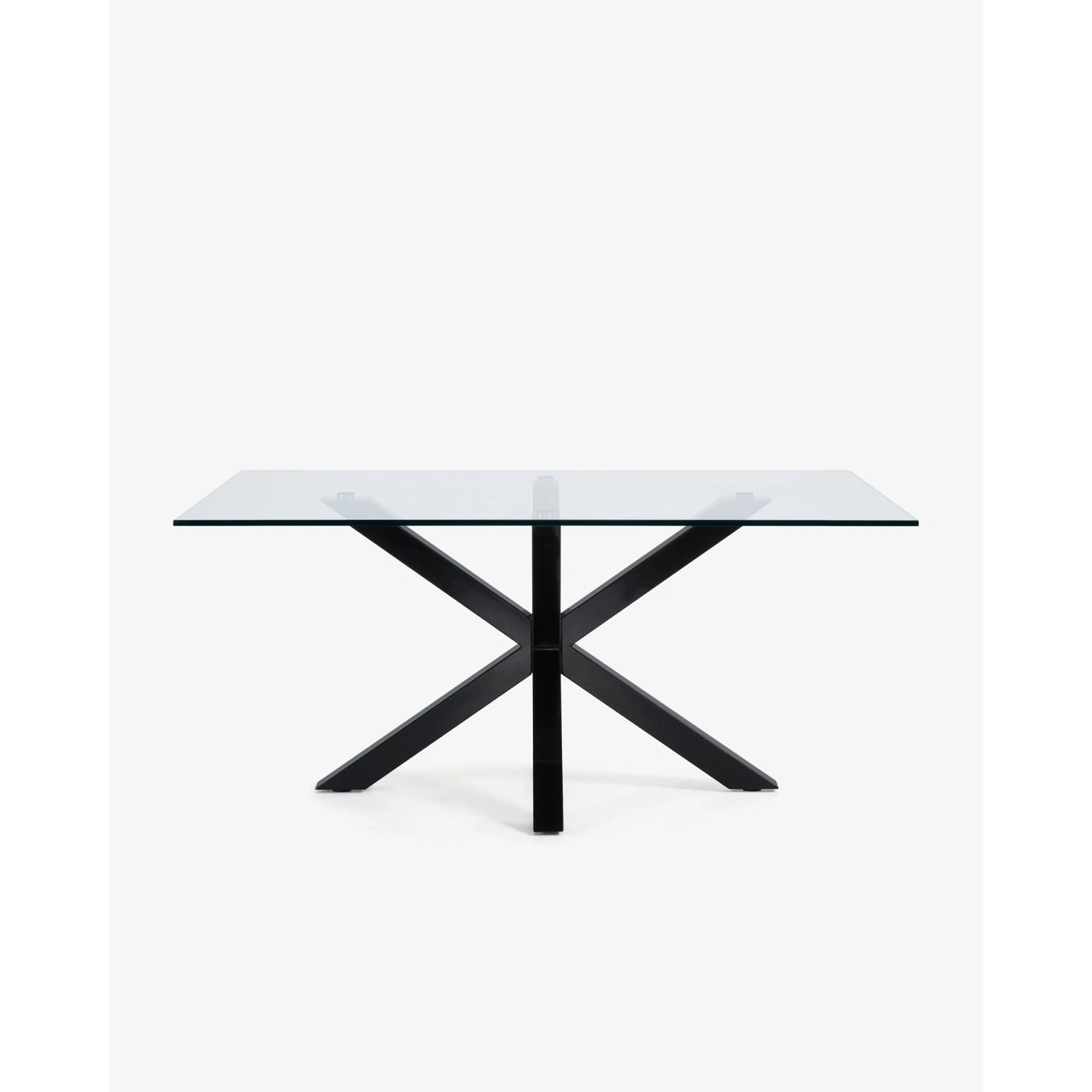 Kave Home Argo Dining Table with Glass Top, Transparent, Black