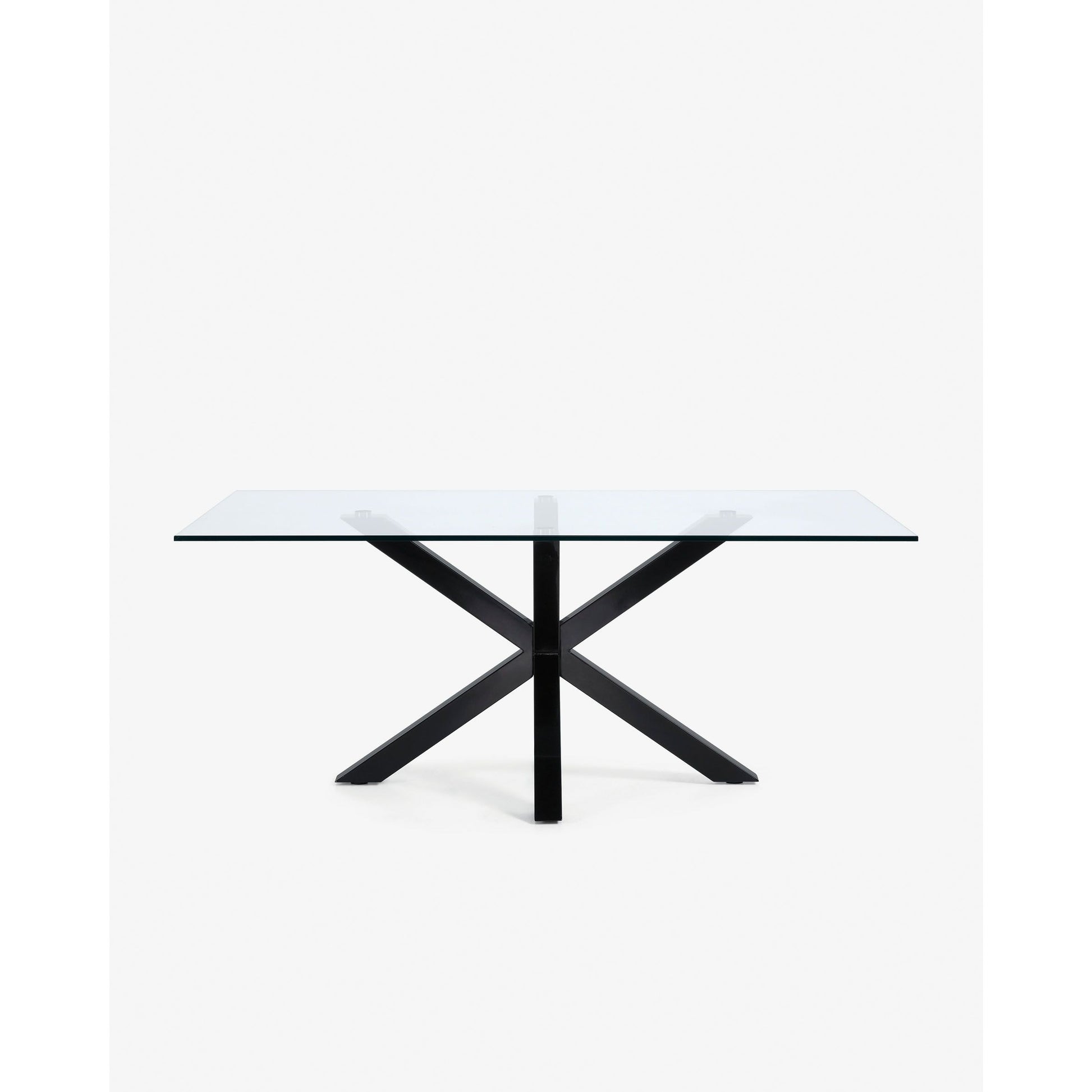 Kave Home Argo Dining Table with Glass Top, Transparent, Black