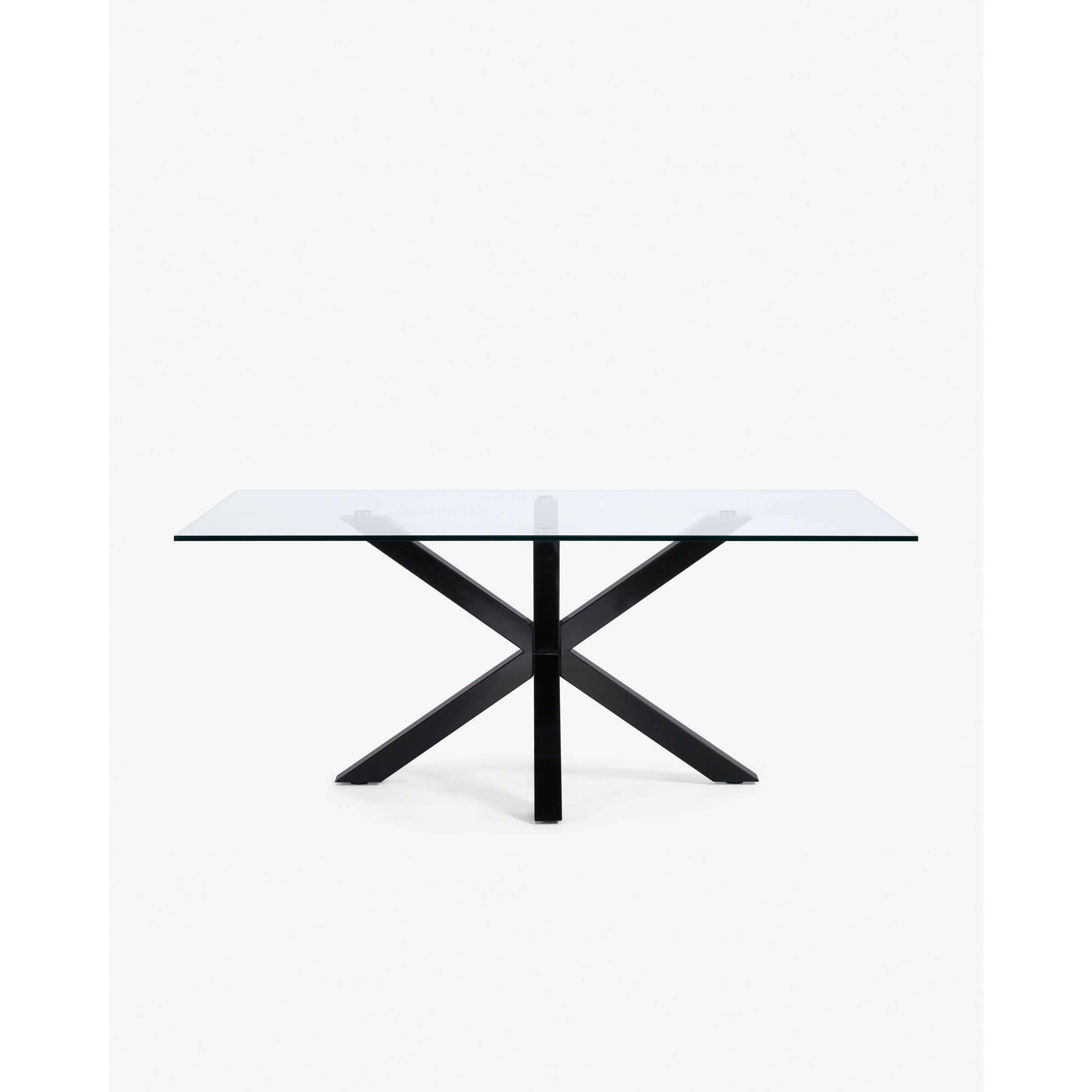 Kave Home Argo Dining Table with Glass Top, Transparent, Black