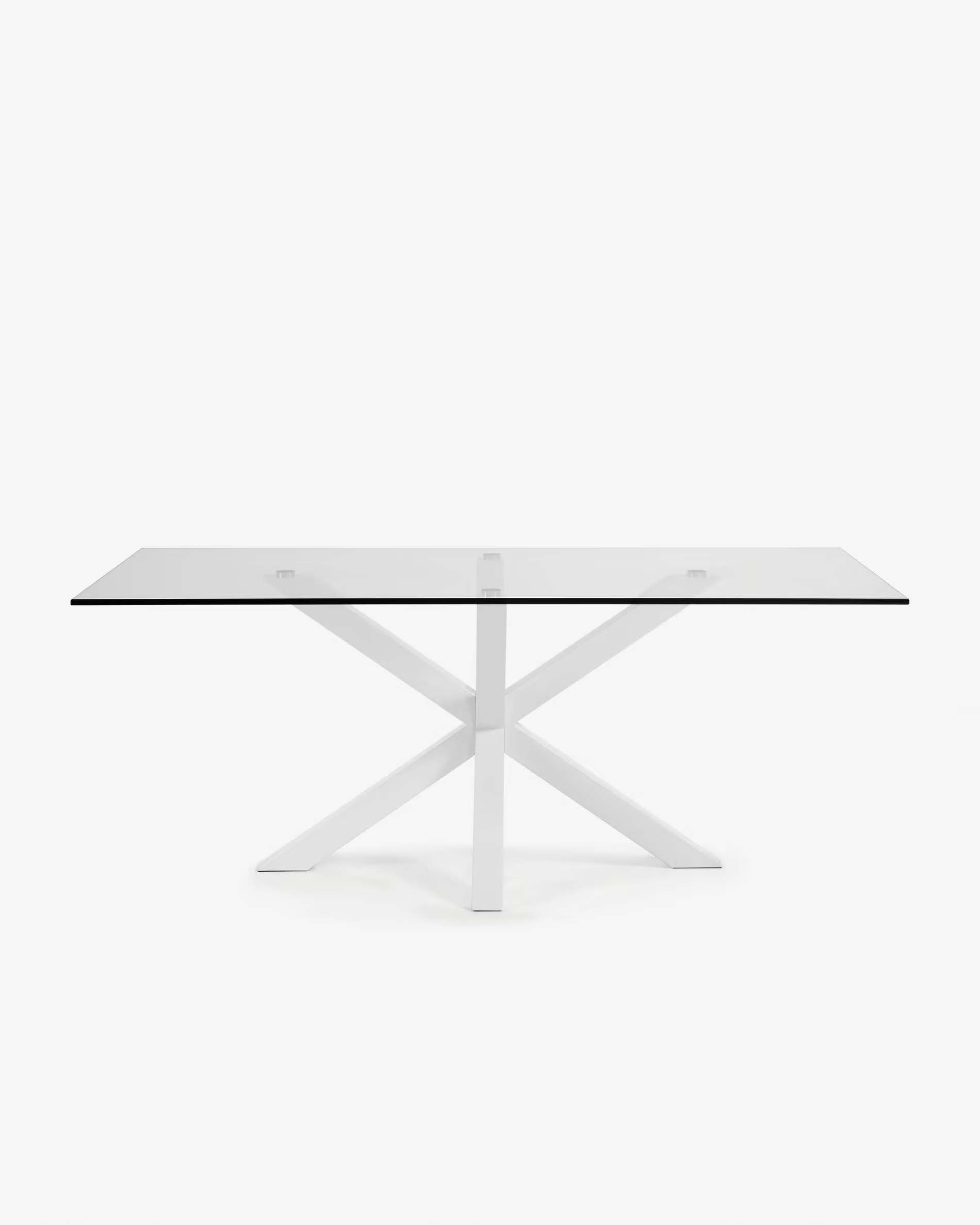 Kave Home Argo Dining Table with Glass Top, Transparent, White