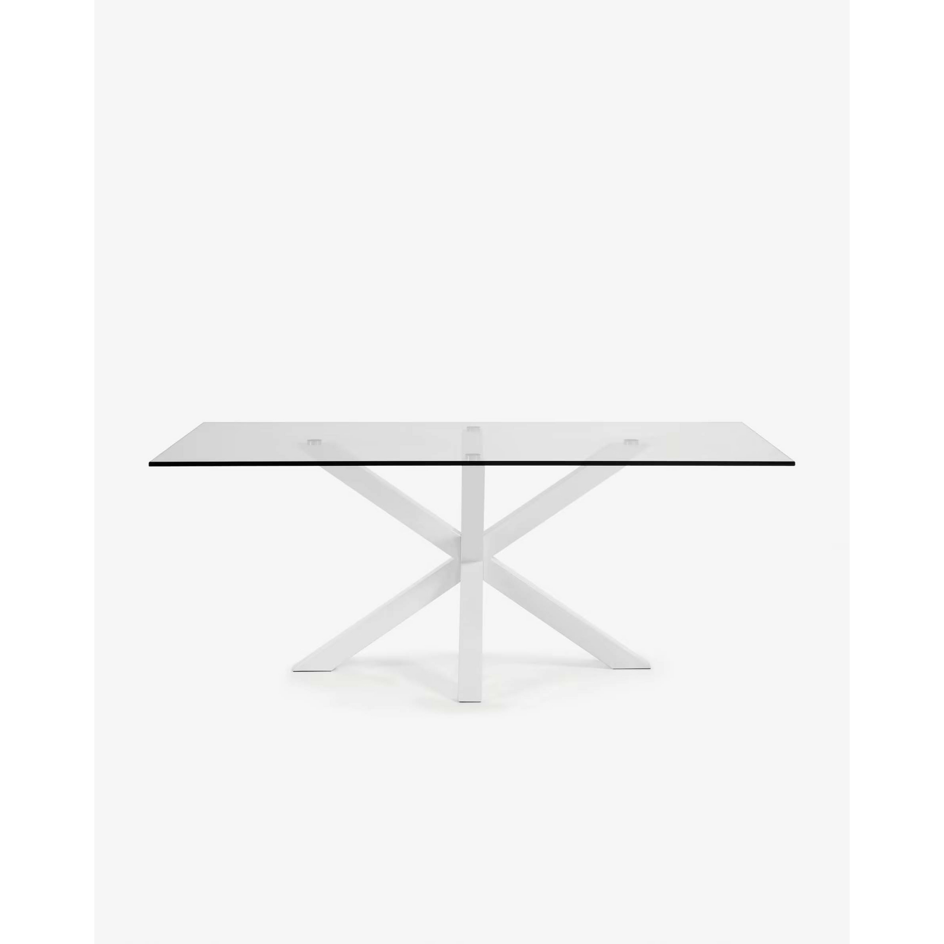 Kave Home Argo Dining Table with Glass Top, Transparent, White