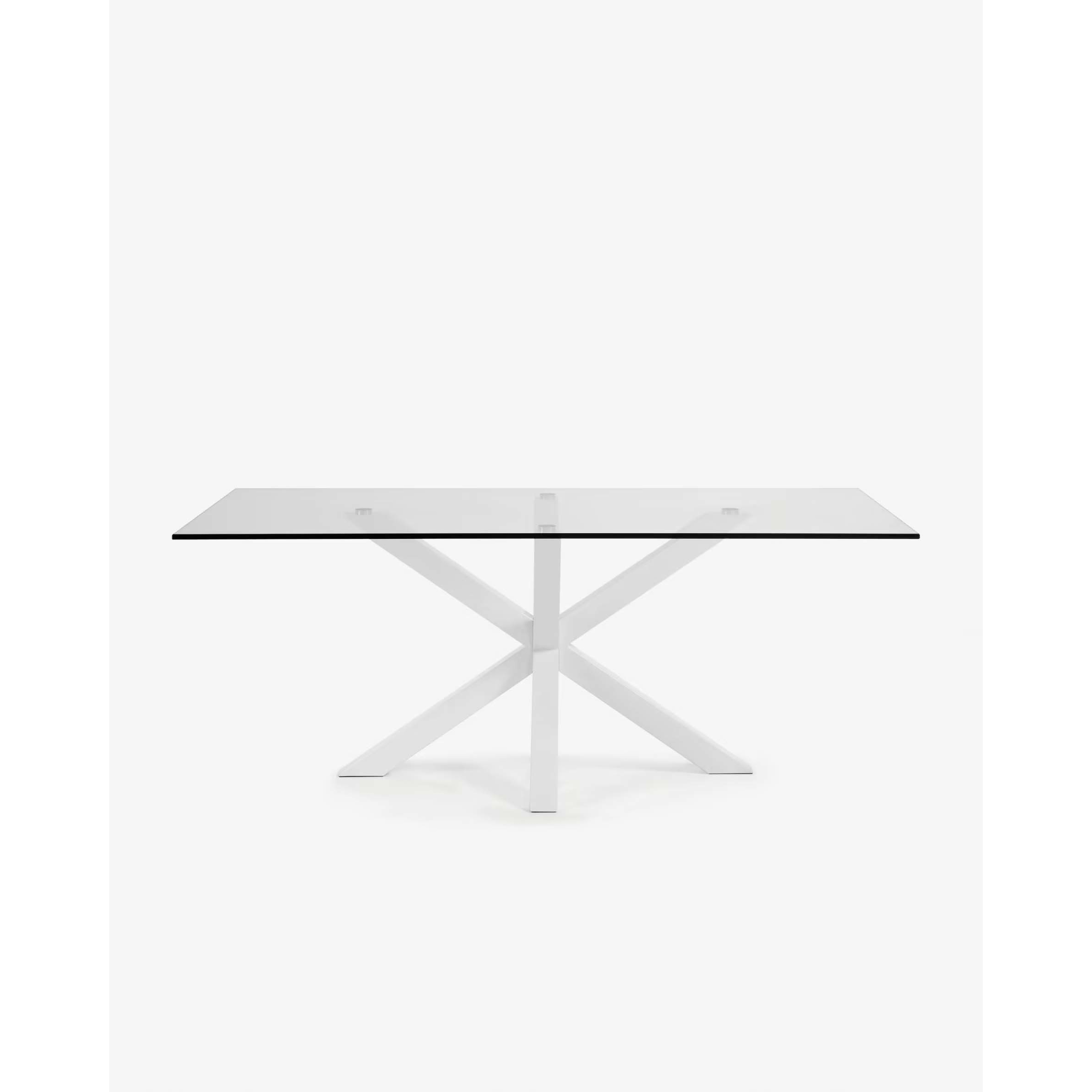 Kave Home Argo Dining Table with Glass Top, Transparent, White