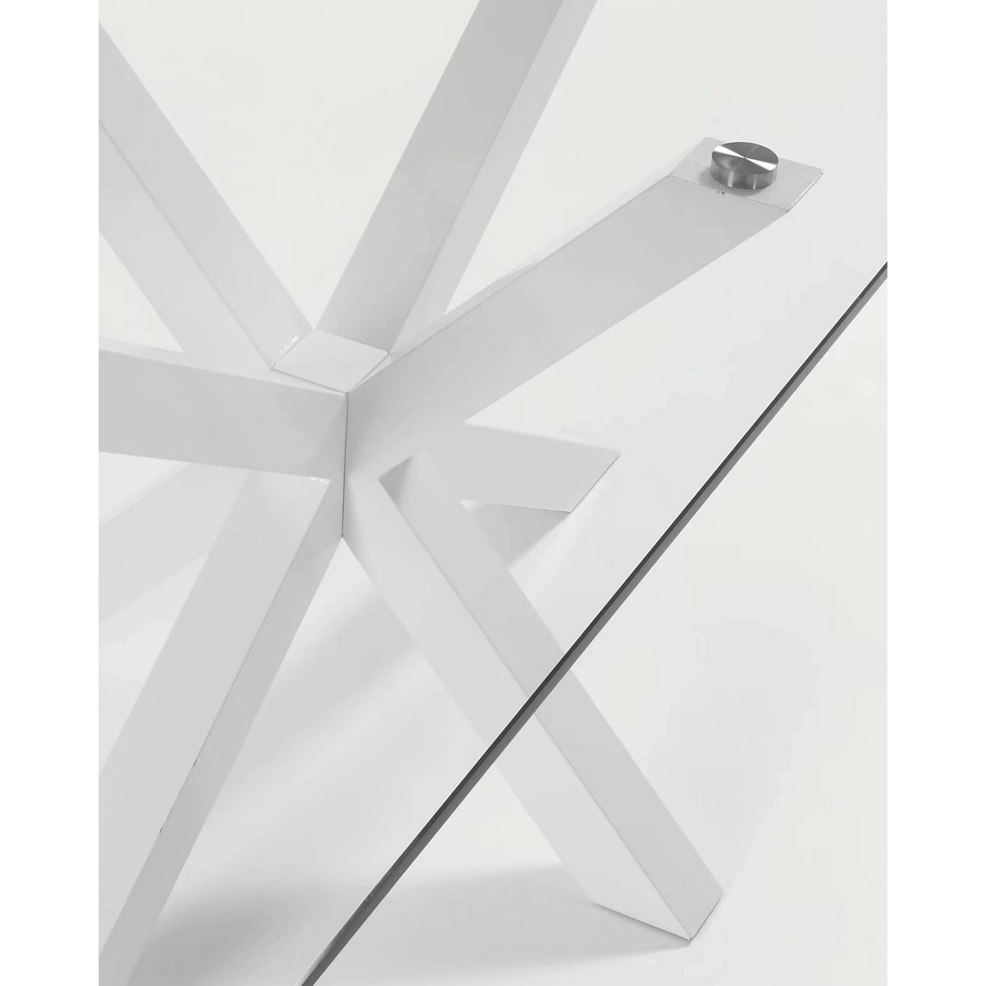 Kave Home Argo Dining Table with Glass Top, Transparent, White