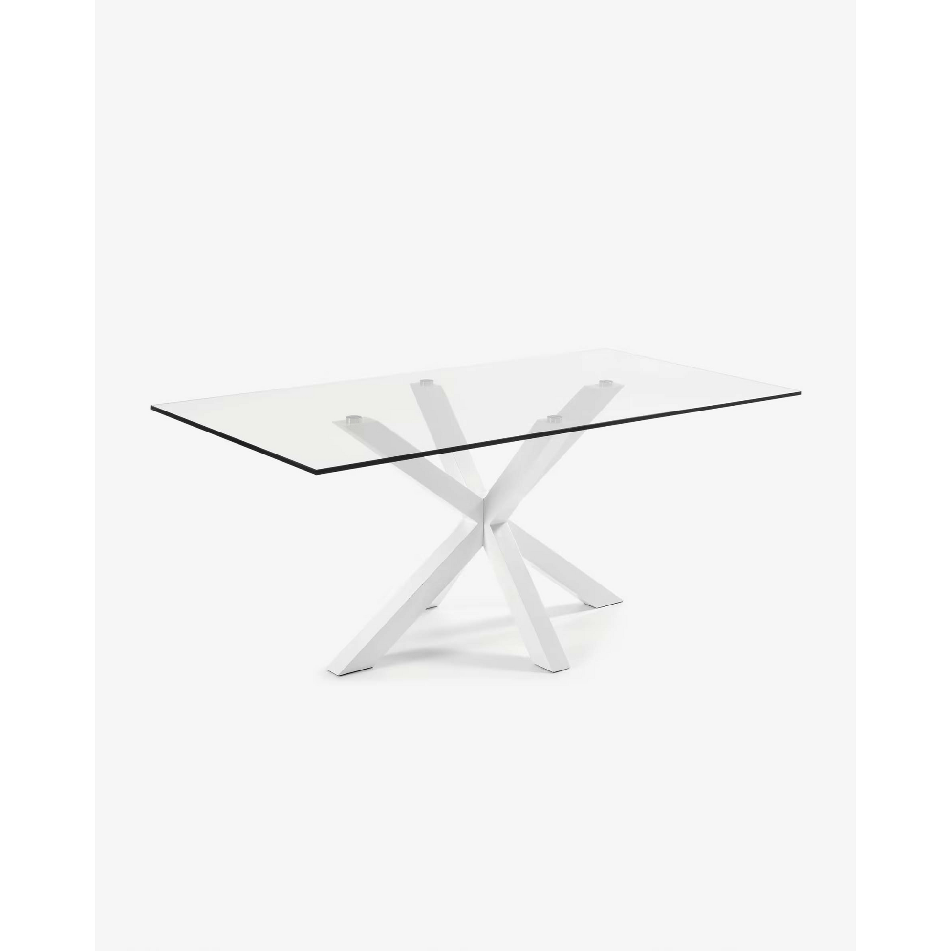 Kave Home Argo Dining Table with Glass Top, Transparent, White