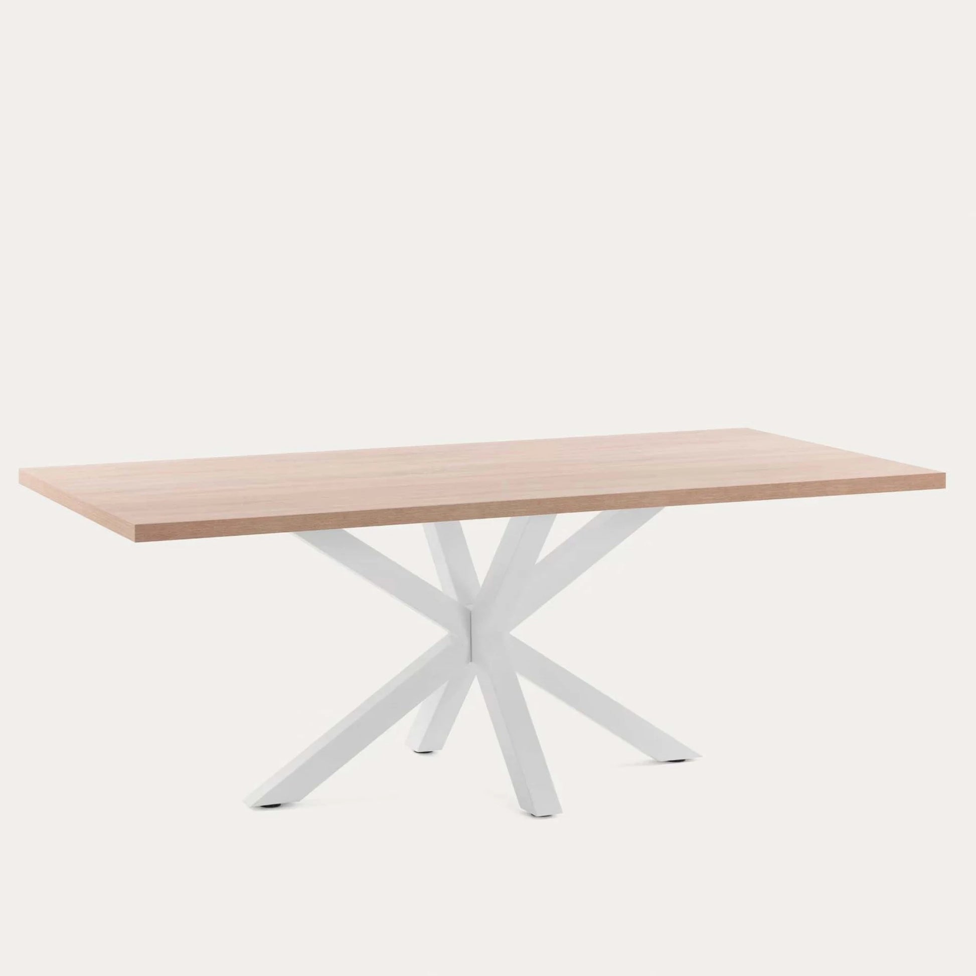 Kave Home Argo Dining Table, Transparent & Natural Wood, 180cm