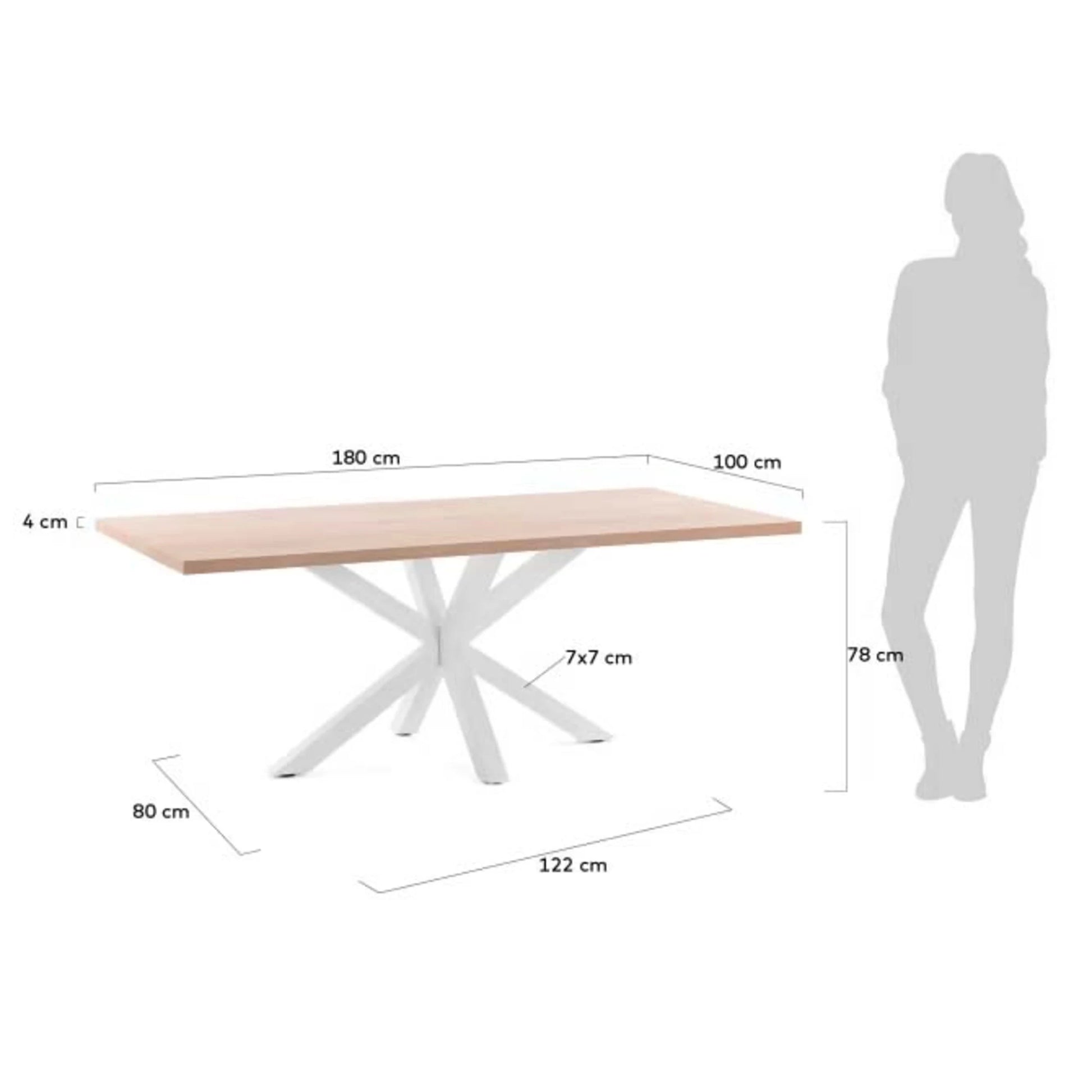Kave Home Argo Dining Table, Transparent & Natural Wood, 180cm