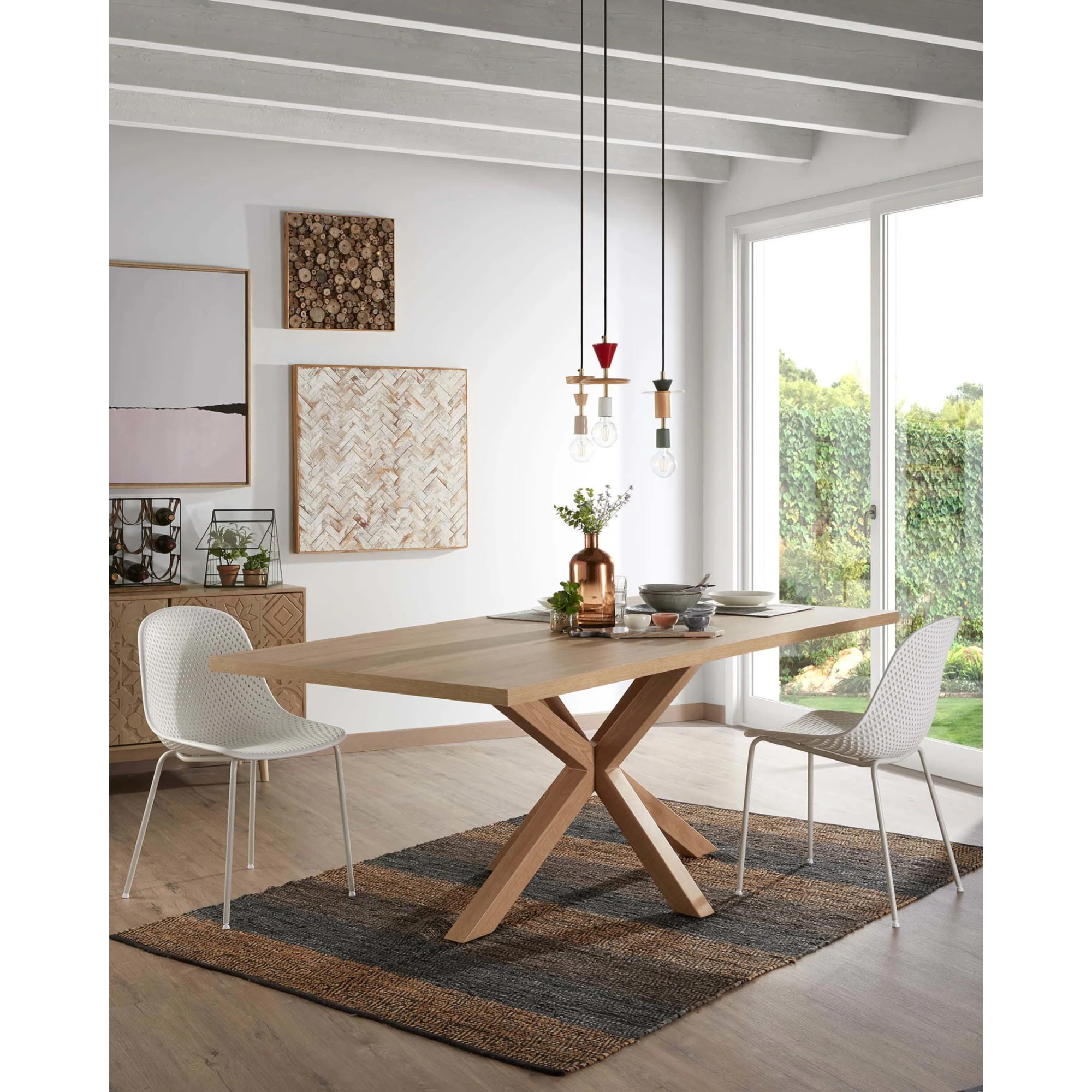 Kave Home Argo Dining Table, Natural Wood, 180cm