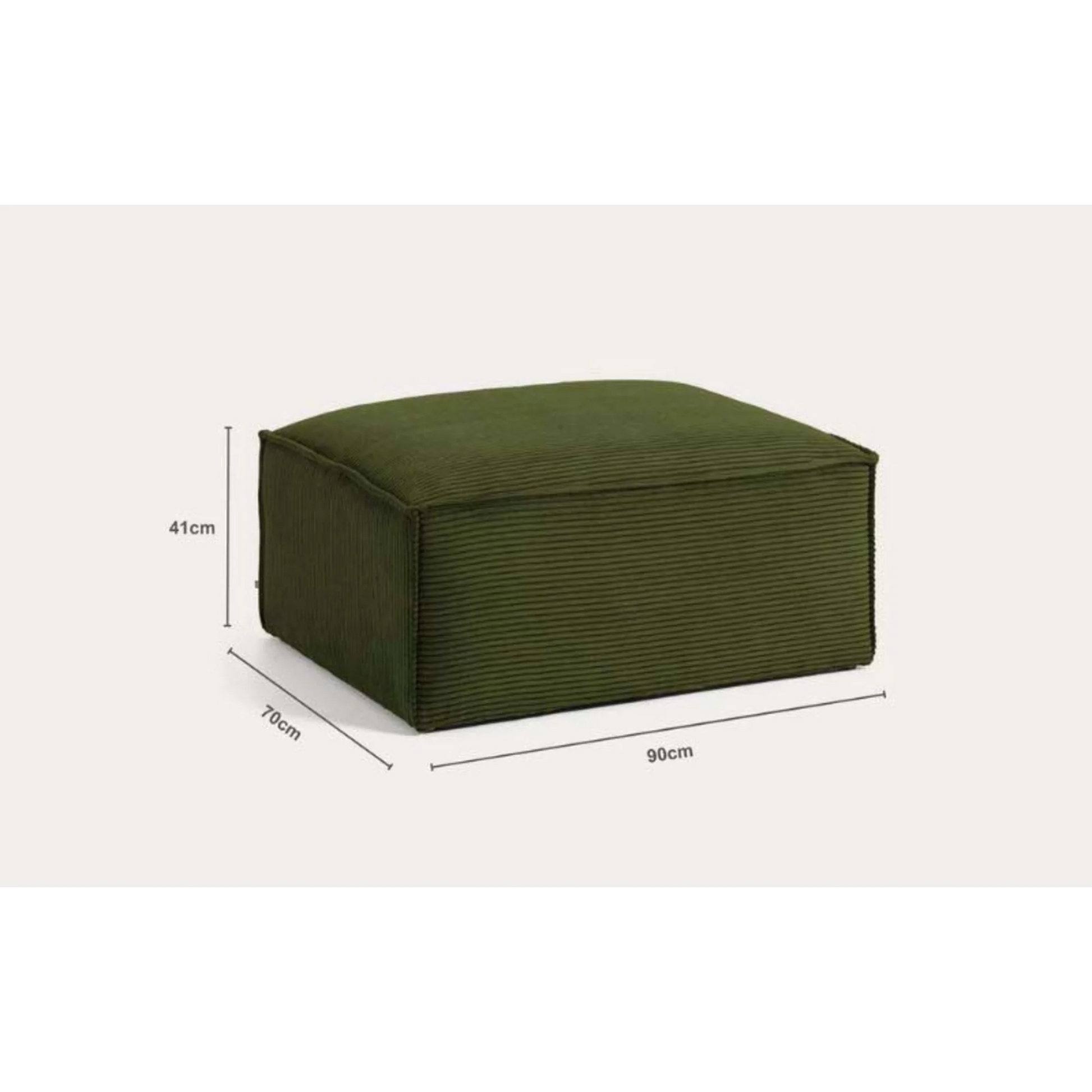Kave Home Blok Ottoman, Corduroy, Green