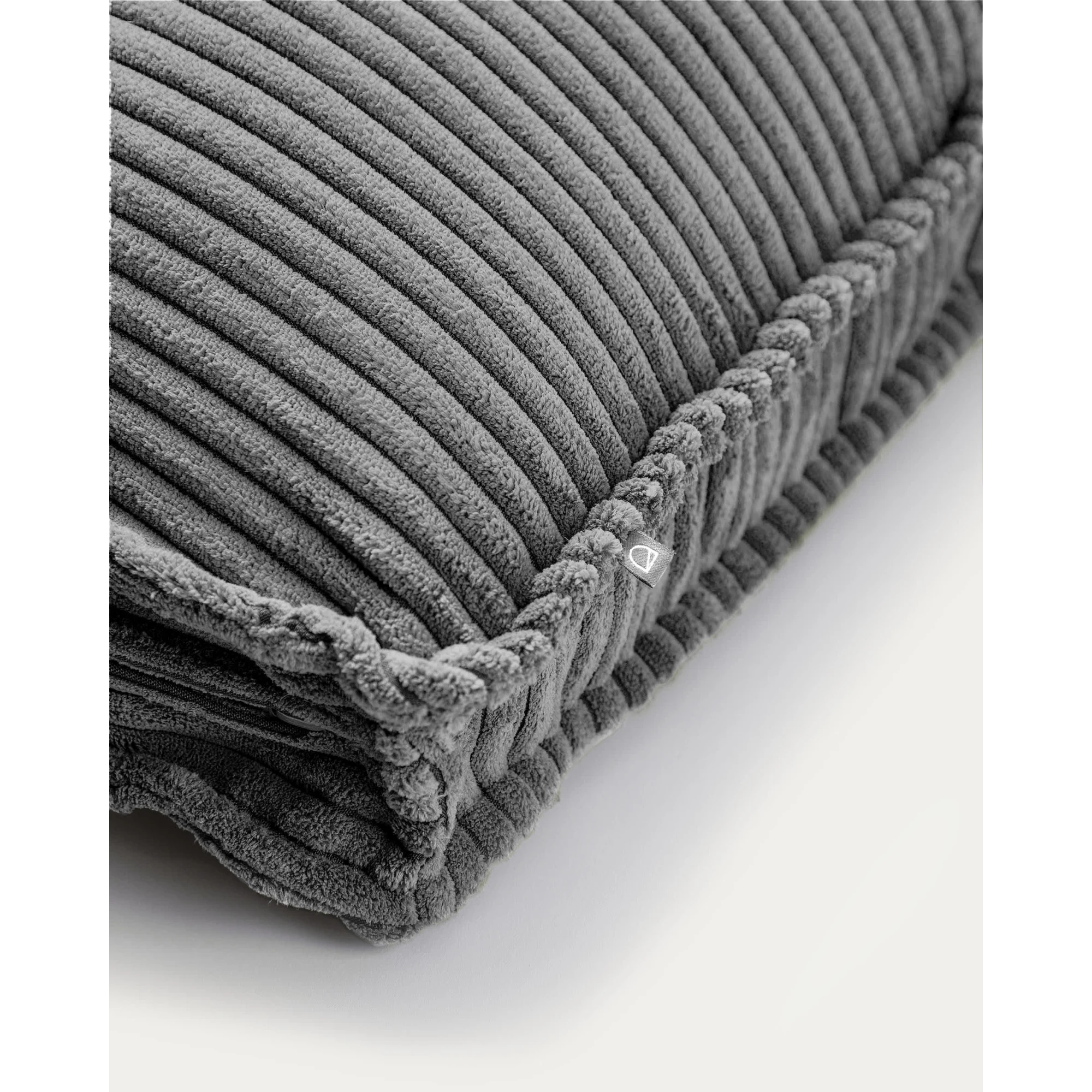 Kave Home Blok Corduroy Rectangle Cushion, Grey, 60x40cm