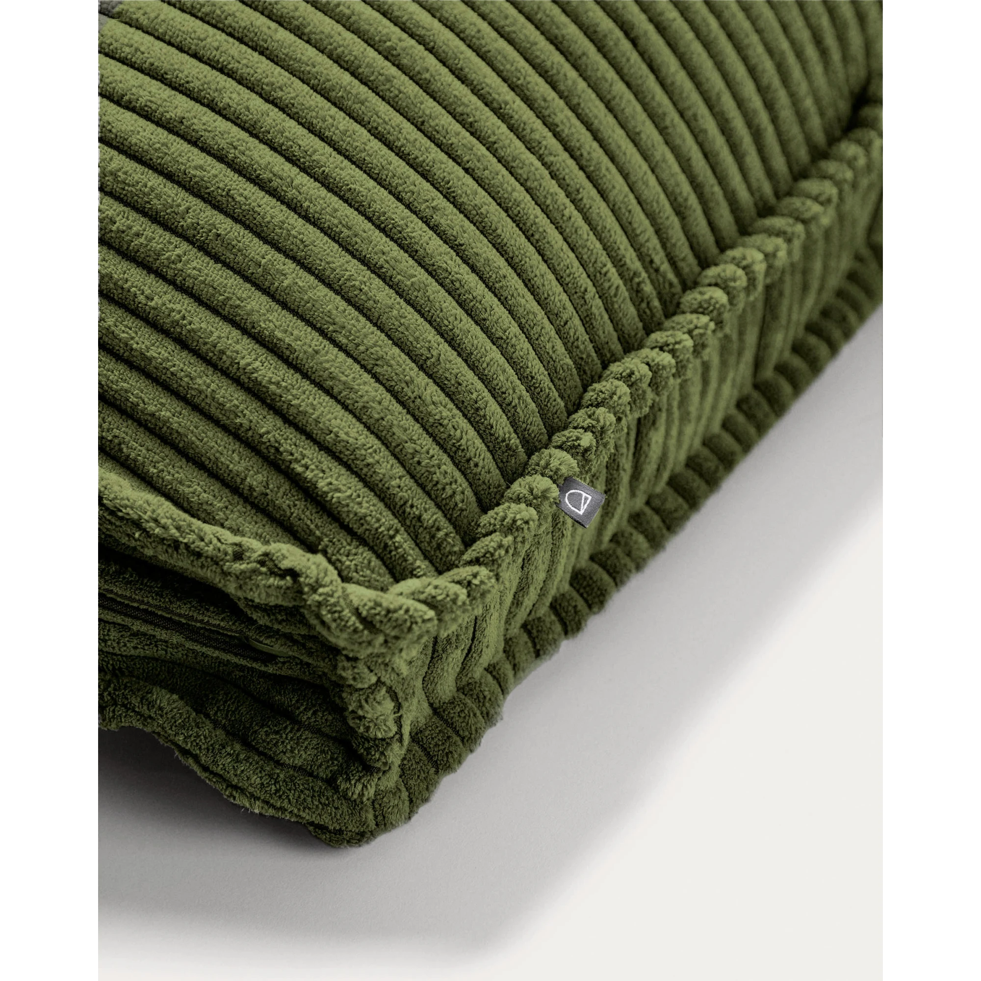 Kave Home Blok Corduroy Rectangle Cushion, Green, 60x40cm