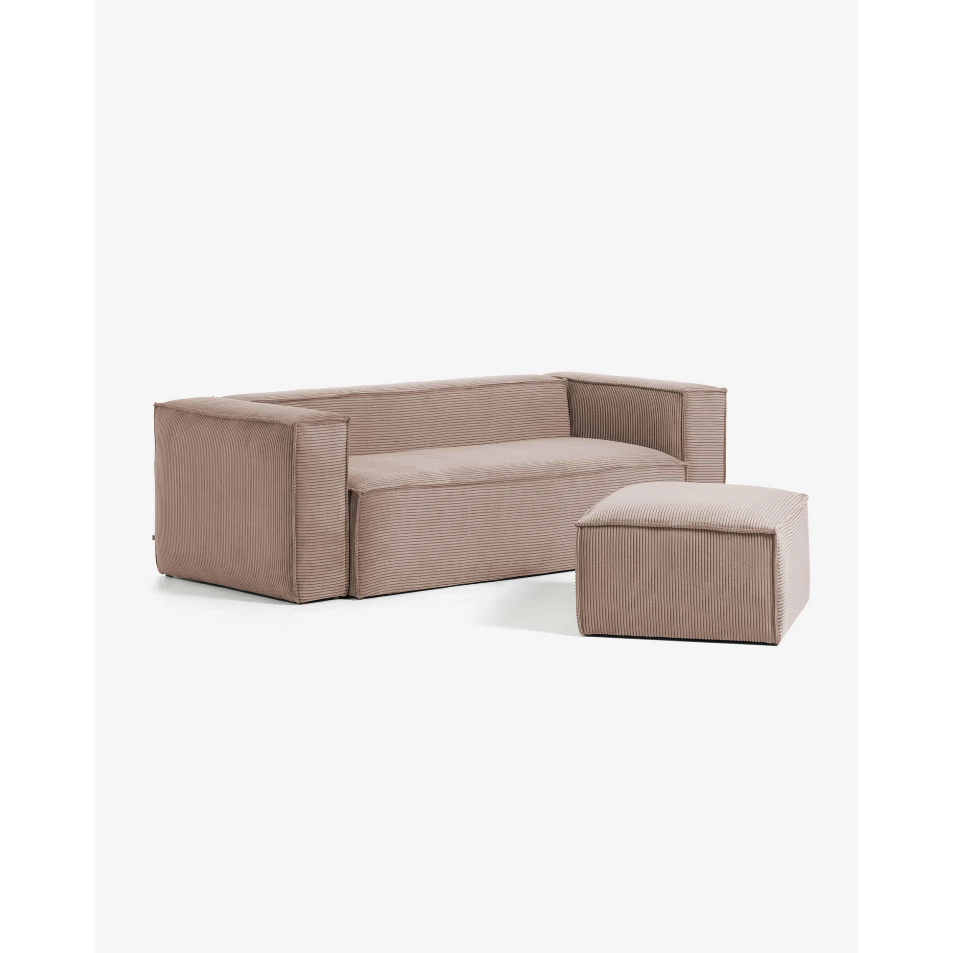 Kave Home Blok 3-Seat Sofa, Corduroy, Pink