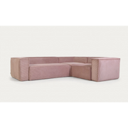 Kave Home Blok 3-Seat Corner Sofa, Corduroy, Pink