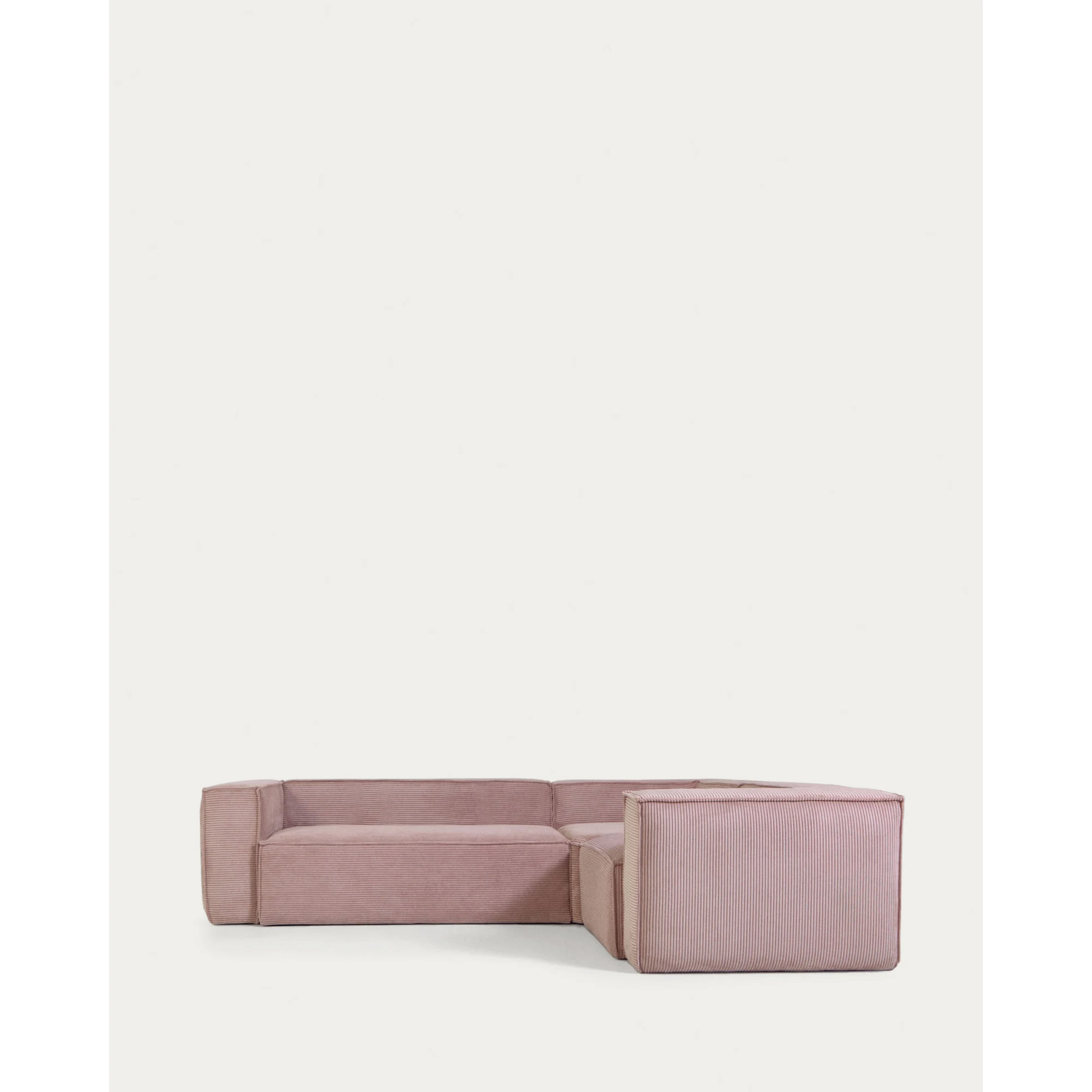 Kave Home Blok 3-Seat Corner Sofa, Corduroy, Pink