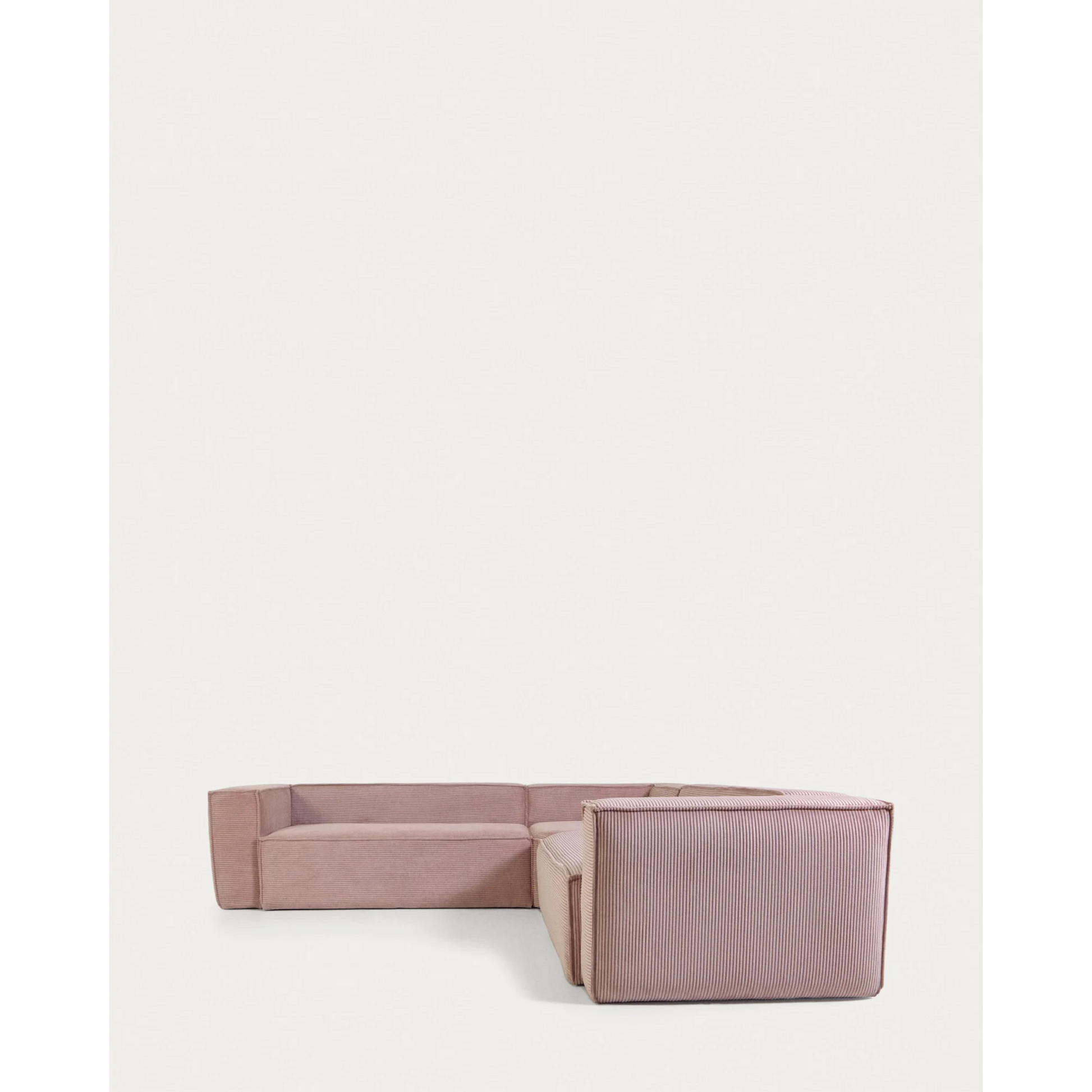 Kave Home Blok 4-Seat Corner Sofa, Corduroy, 290x290cm, Pink