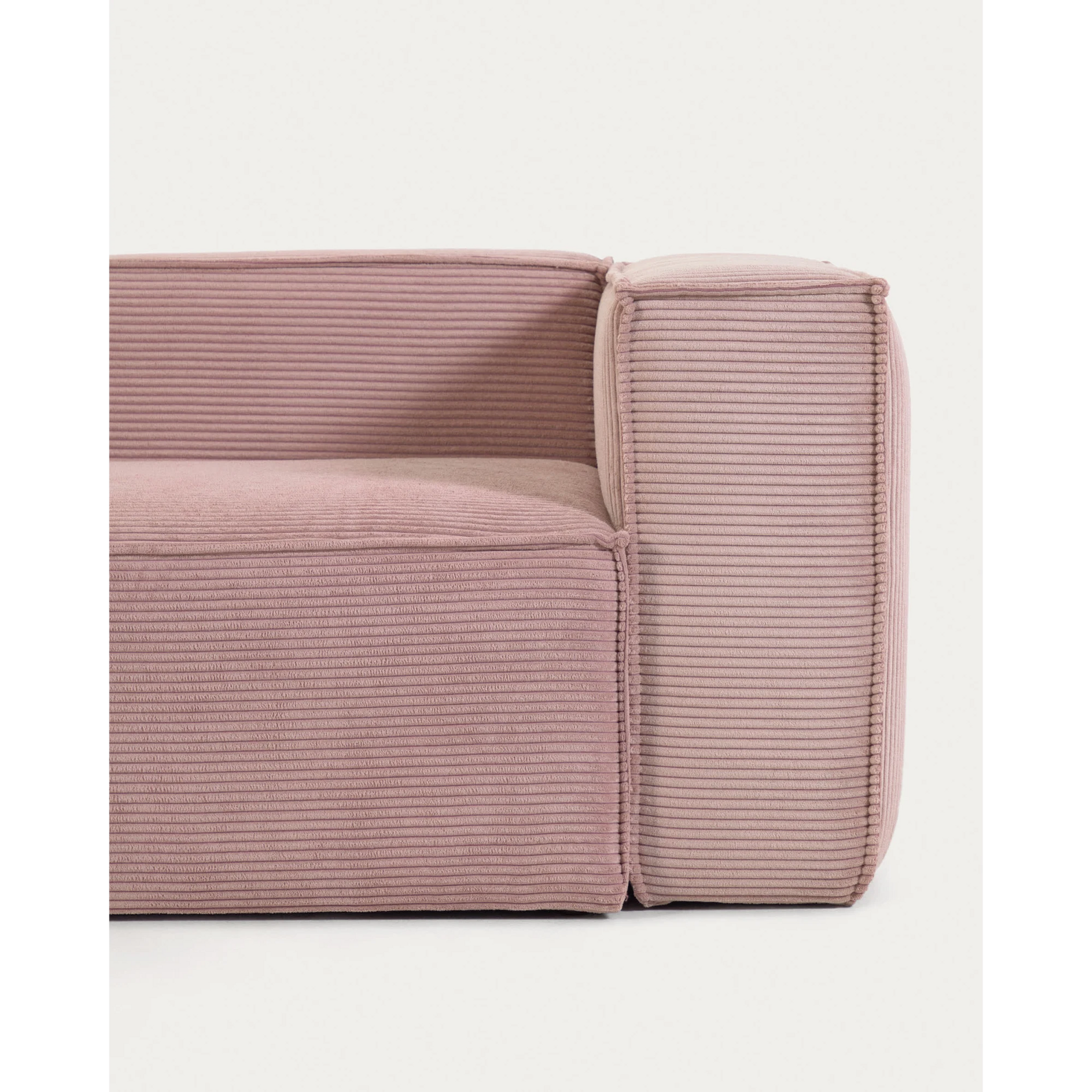 Kave Home Blok 4-Seat Corner Sofa, Corduroy, 320x230cm, Pink