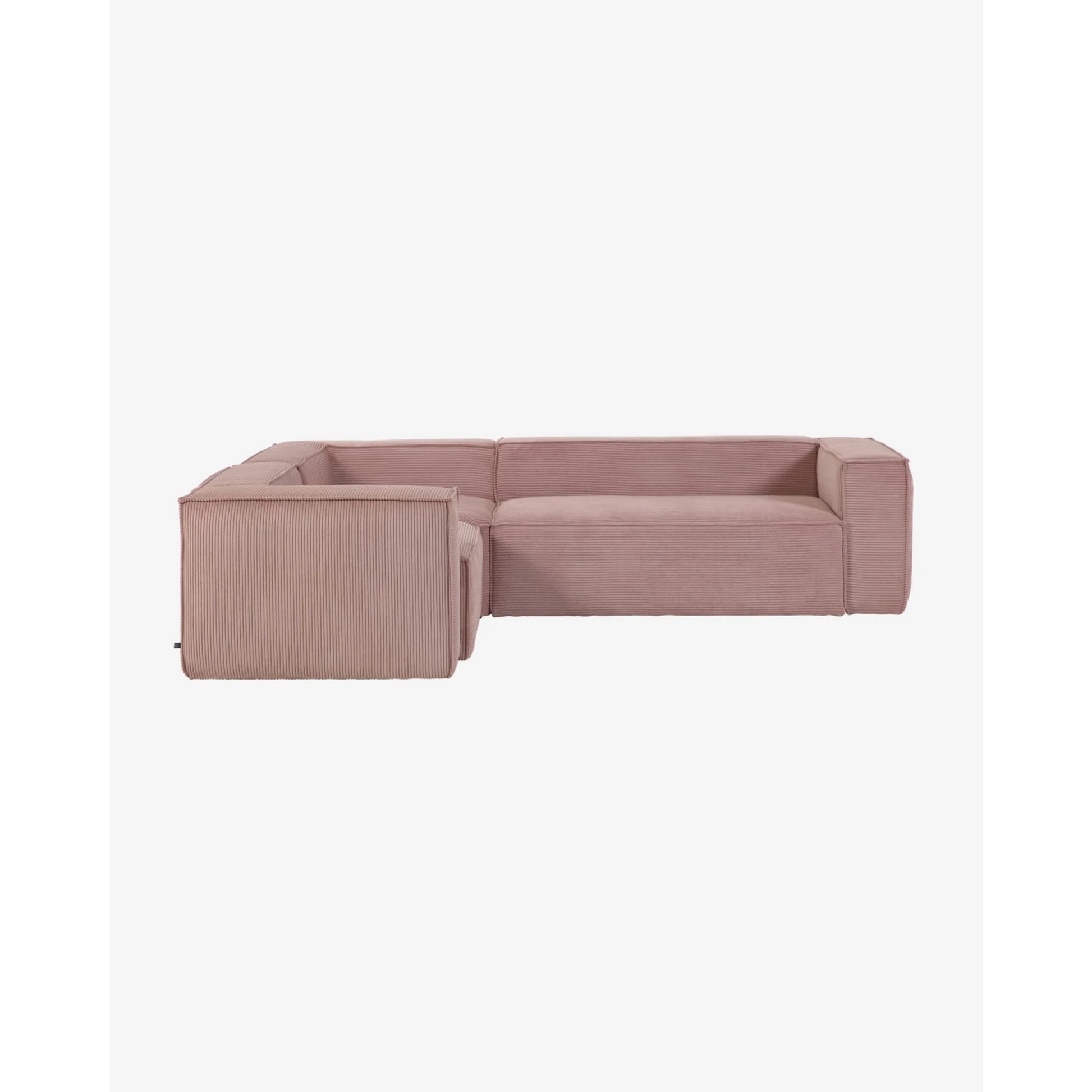 Kave Home Blok 4-Seat Corner Sofa, Corduroy, 320x230cm, Pink