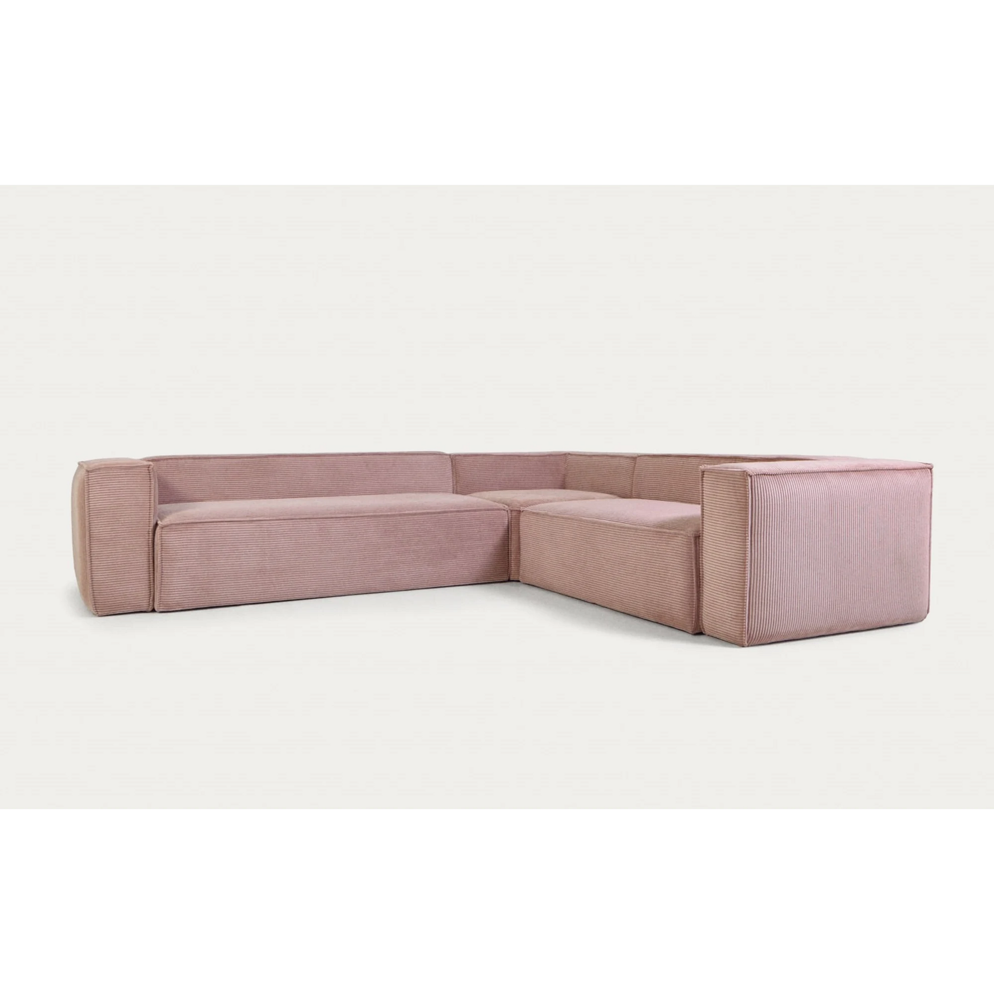 Kave Home Blok 5-Seat Corner Sofa, Corduroy, Pink