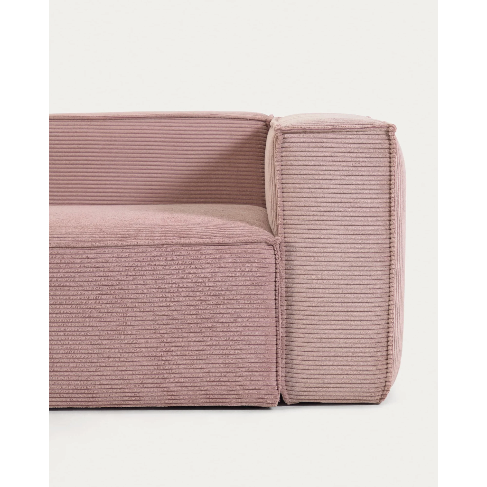 Kave Home Blok 5-Seat Corner Sofa, Corduroy, Pink